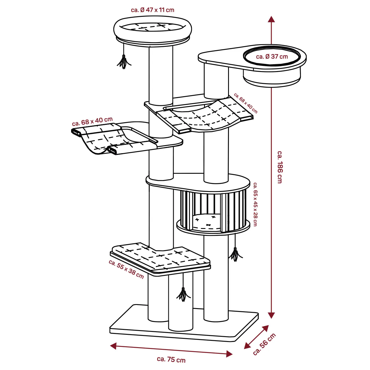 Kratzbaum Avery H 186 cm beige-anthrazit