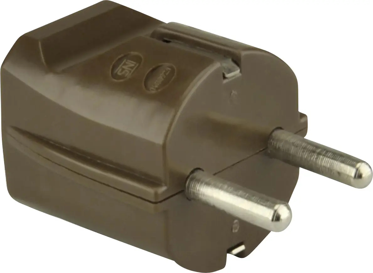 Schutzkontakt-Stecker ohne Knickschutz braun
