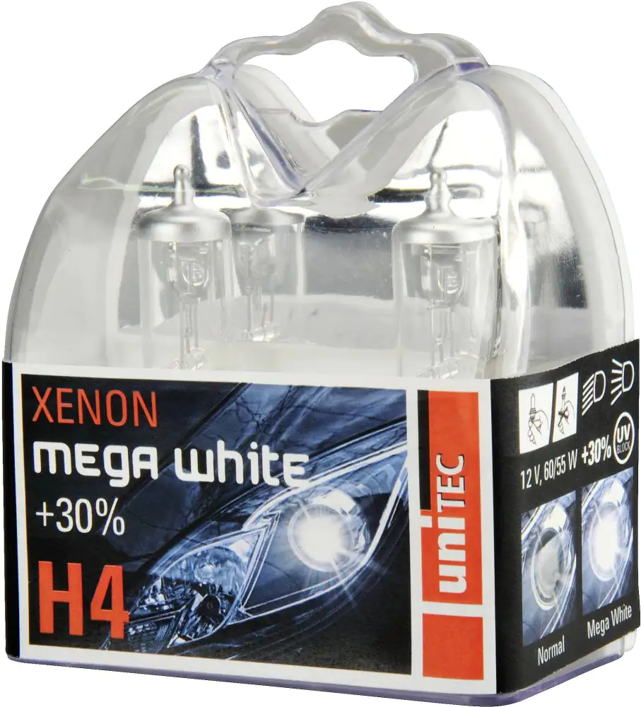 Unitec Halogenleuchtmittel H4 Xenon Mega White 12V 60/55W Unitec Halogenleuchtmittel H4 Xenon Mega White 12V 60/55W