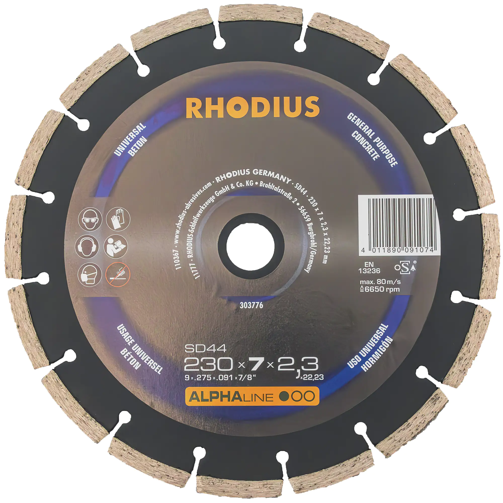 Rhodius Diamanttrennscheibe SD44 Stein Ø 230 mm Bohrung 22,23 mm 2 Stück