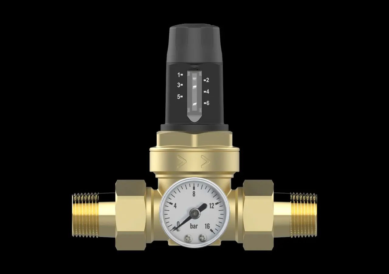 Aqmos Druckminderer für Hauswasserinstallation mit Manometer voreinstellbar 25,4 mm (1") 