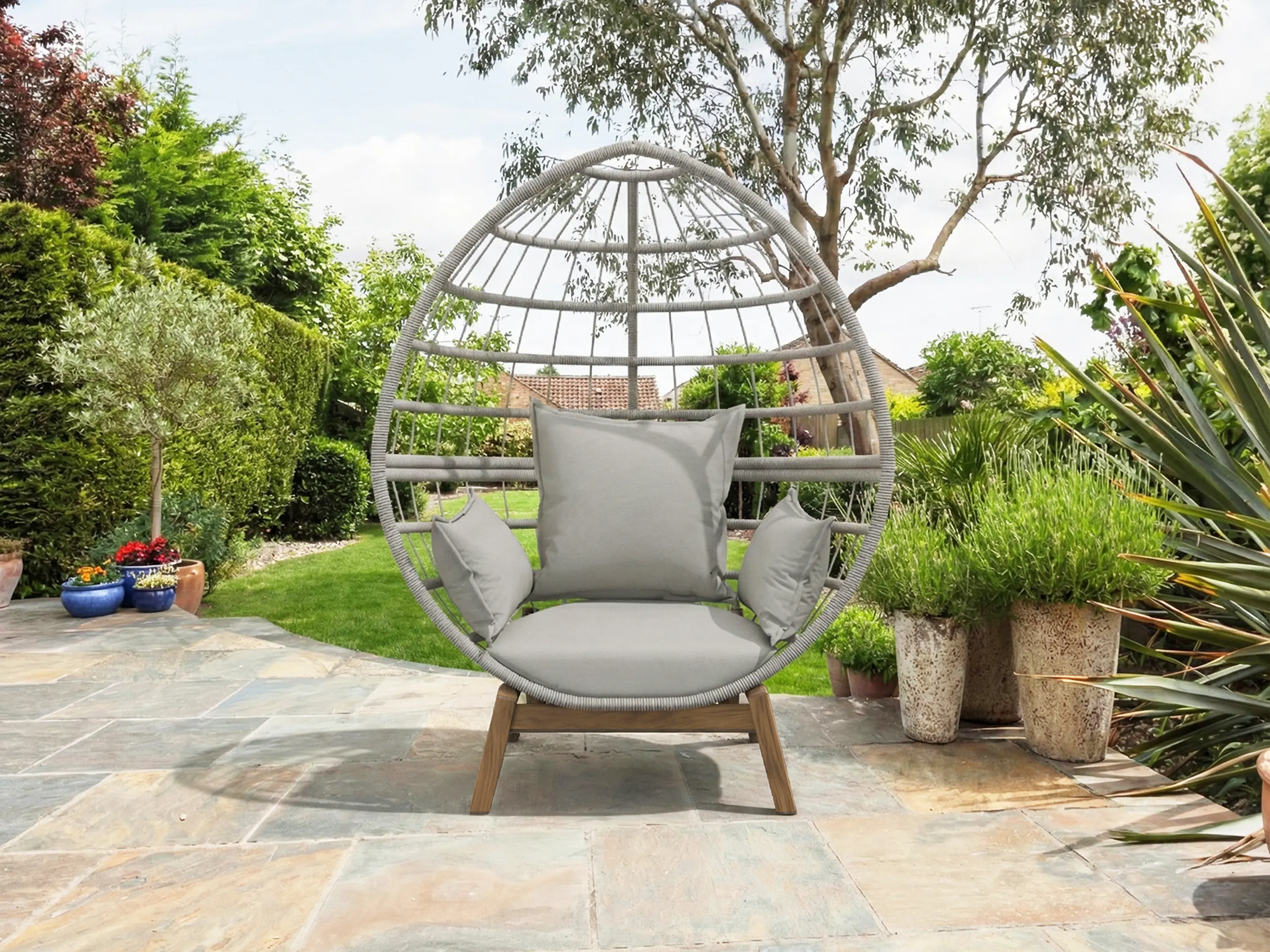 Primaster Loungesessel Stahl Salo inkl. Kissen beige
