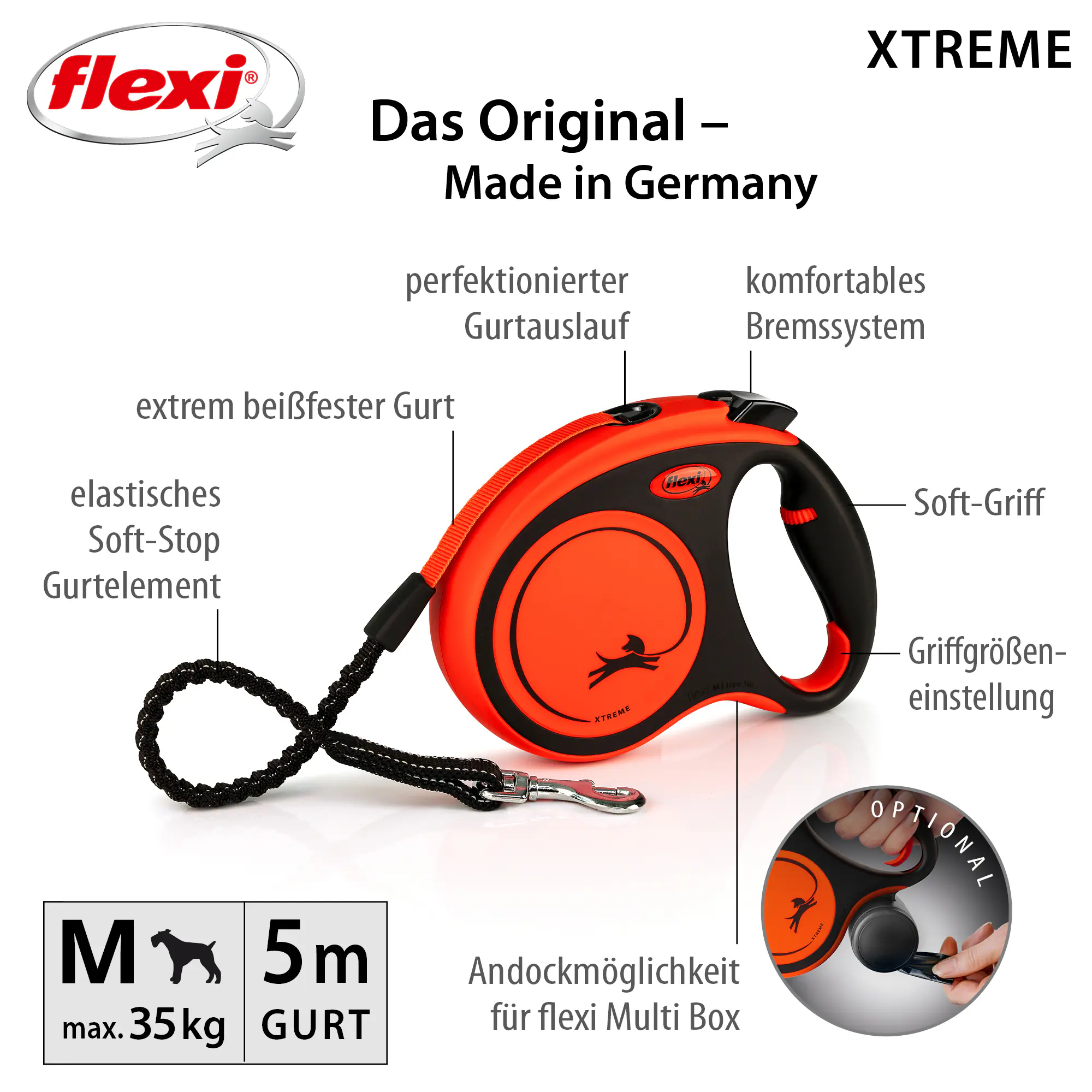 Flexi Hundeleine Xtrem schwarz/orange Gurt 5 m