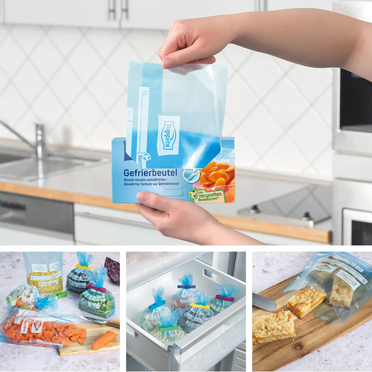 Toppits® Gefrierbeutel Standboden 1L NP 