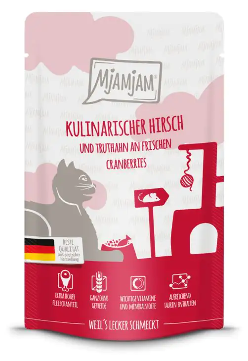 MjAMjAM Adult Hirsch und Truthahn an Cranberries Katzenfutter 125g