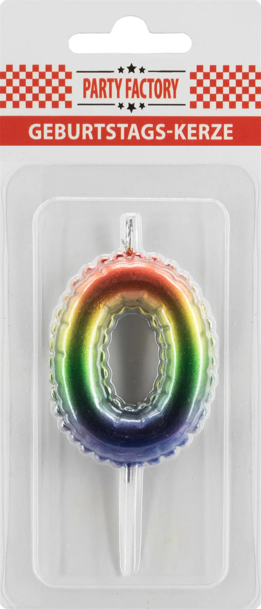 Geburtstagskerze Ballon Zahl 0 bunt 6 cm - 1 Stück