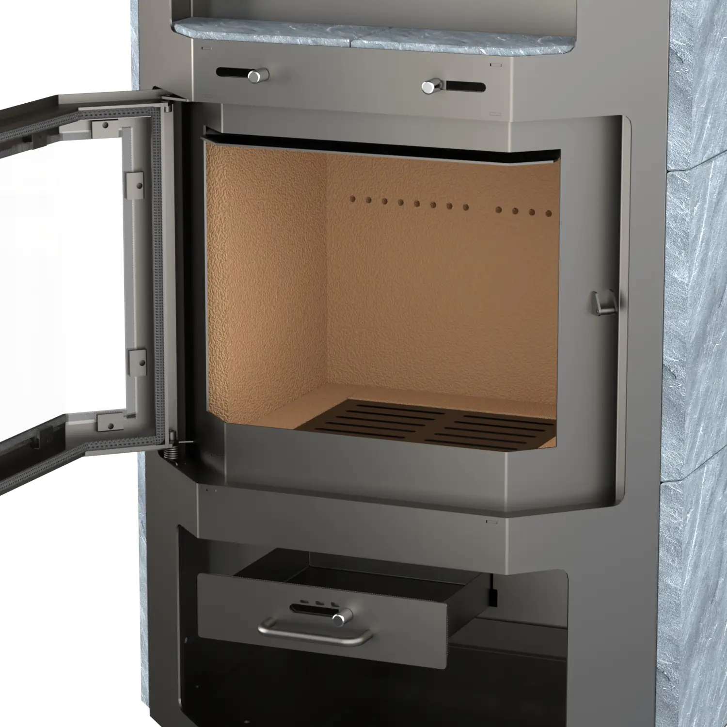 Thermia Kaminofen Bali Max Naturstein grau 8,5 kW