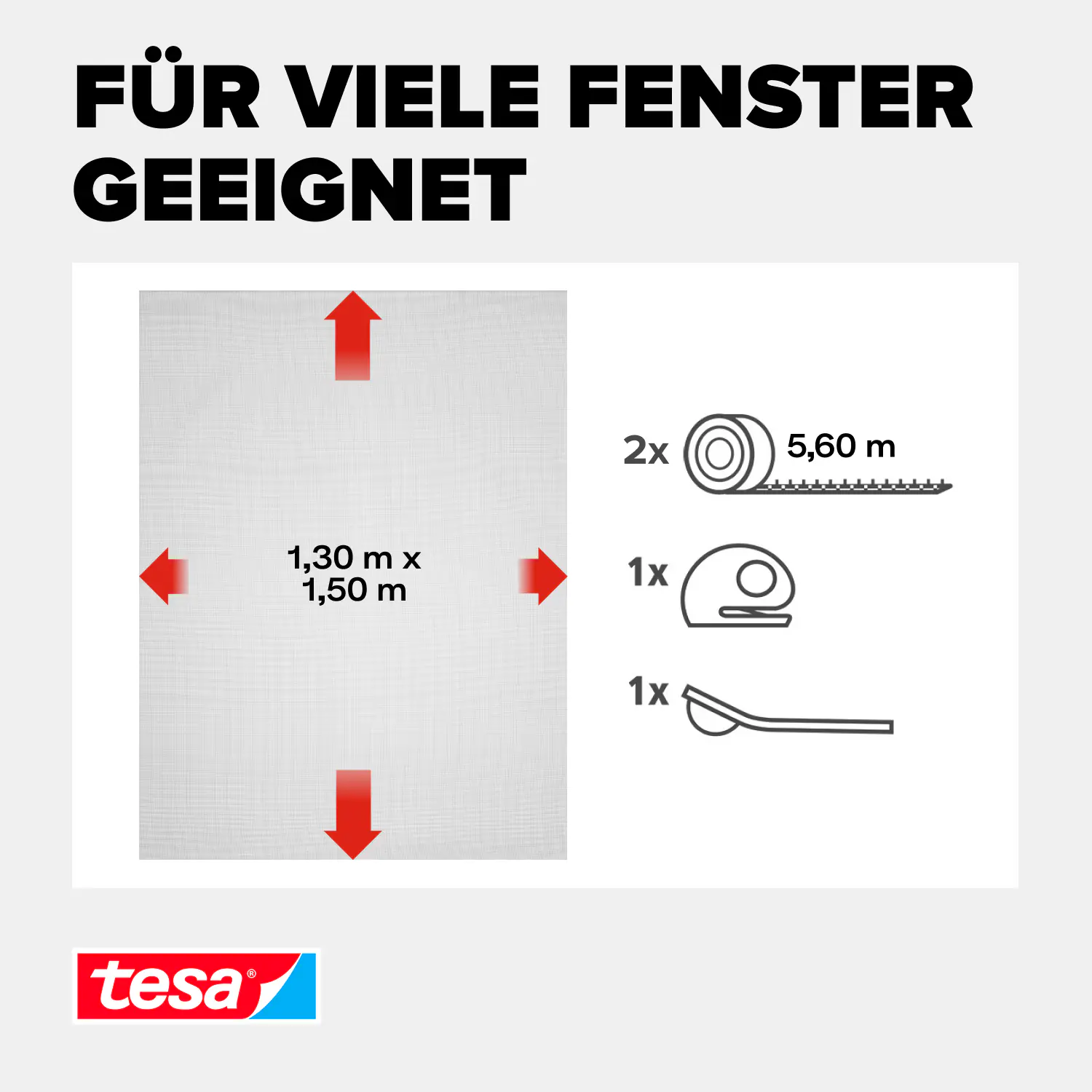 tesa Insektenschutz-Fenster Klettband OPEN/CLOSE 130 x 150 cm anthazit