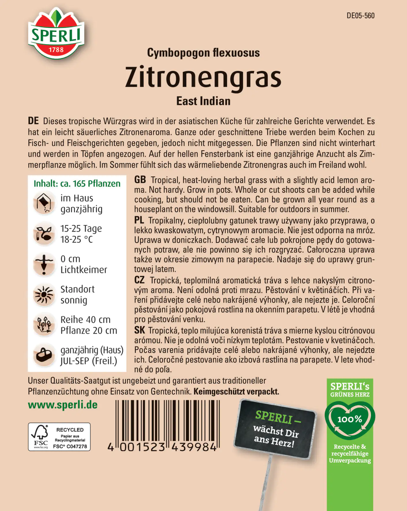 Sperli Zitronengras East Indian