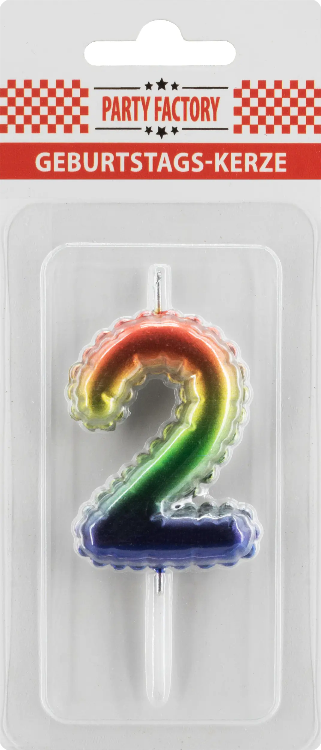 Geburtstagskerze Ballon Zahl 2 bunt 6 cm - 1 Stück