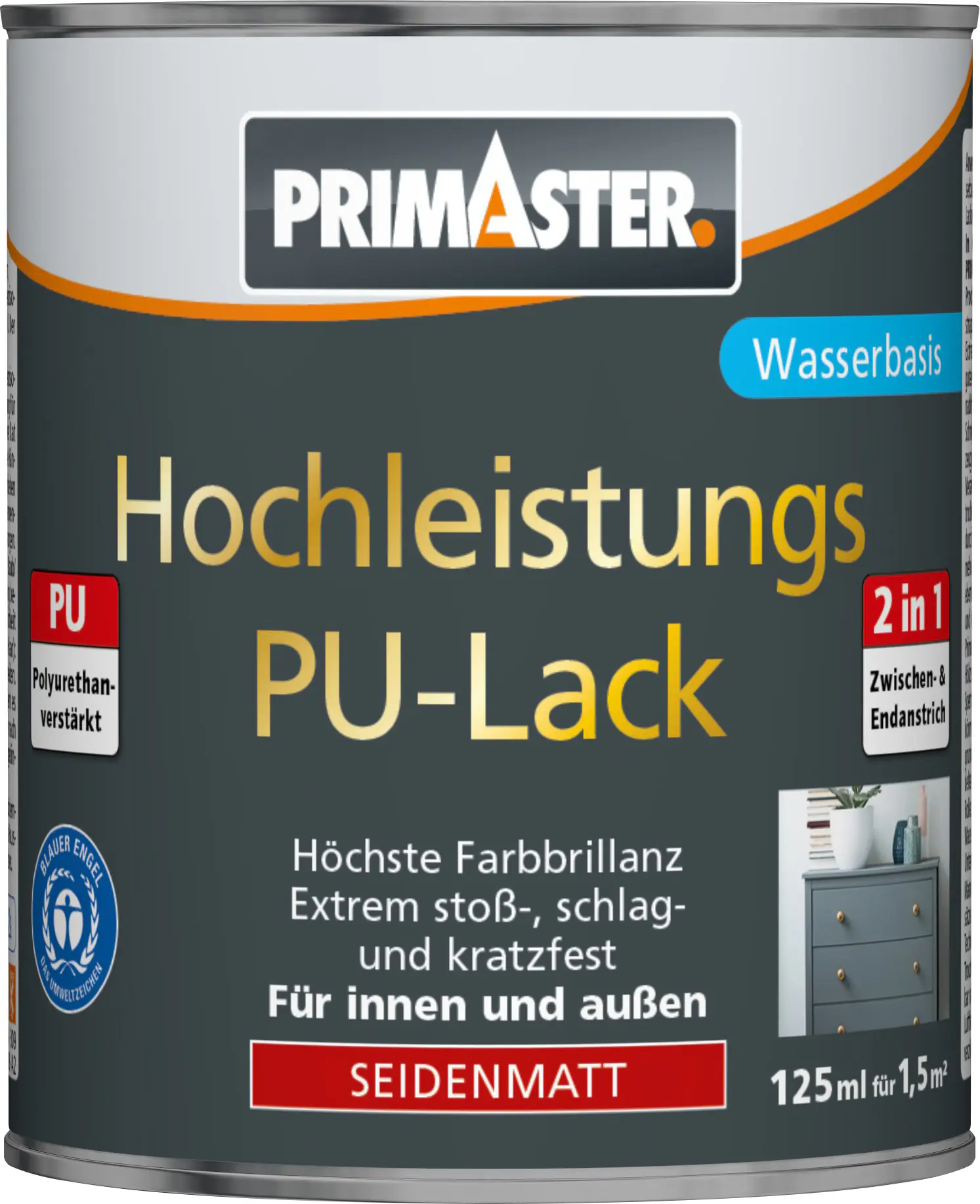 Primaster PU-Lack RAL 9005 125 ml tiefschwarz seidenmatt