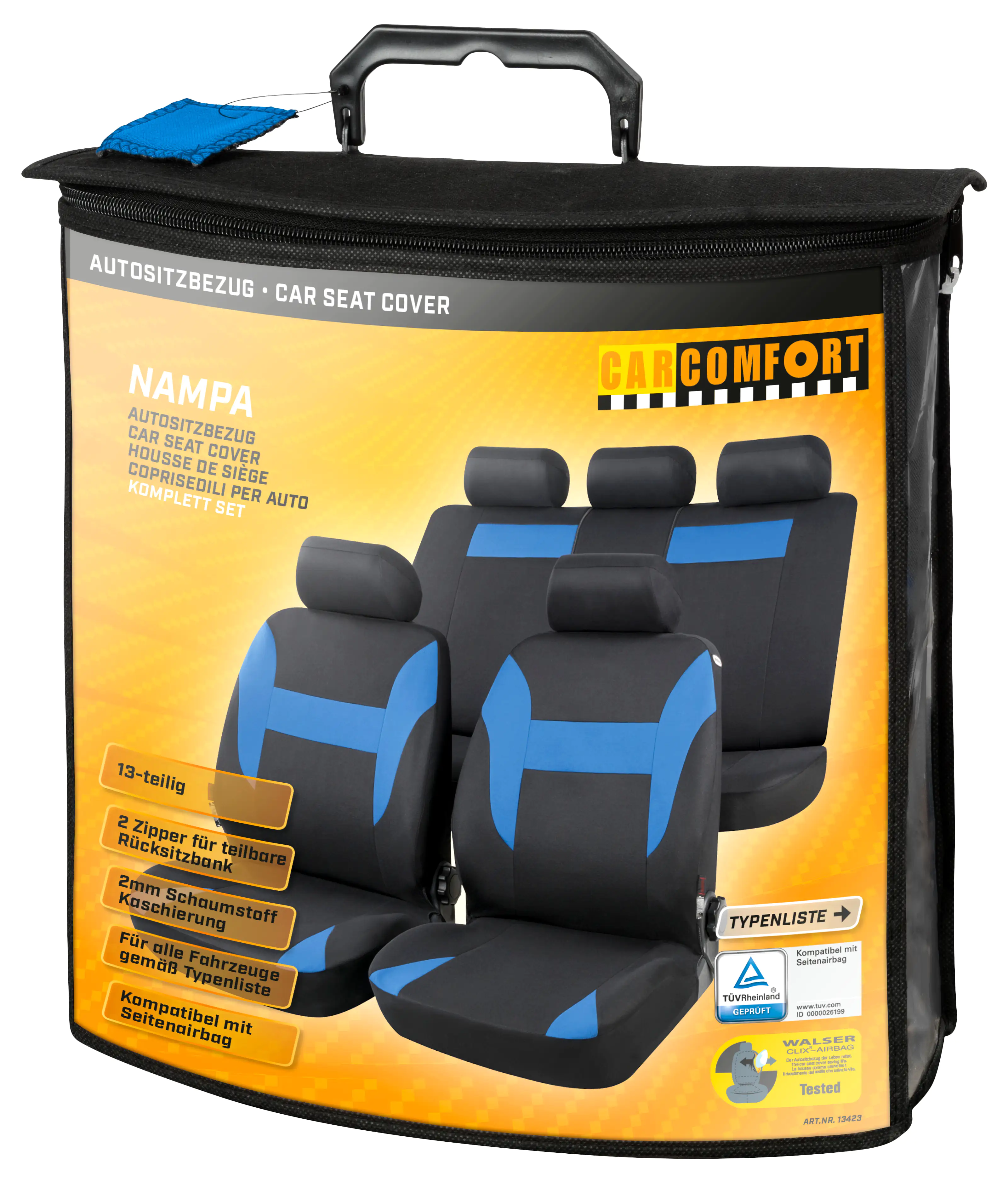 Walser Autositzbezug Nampa Komplett-Set blau schwarz