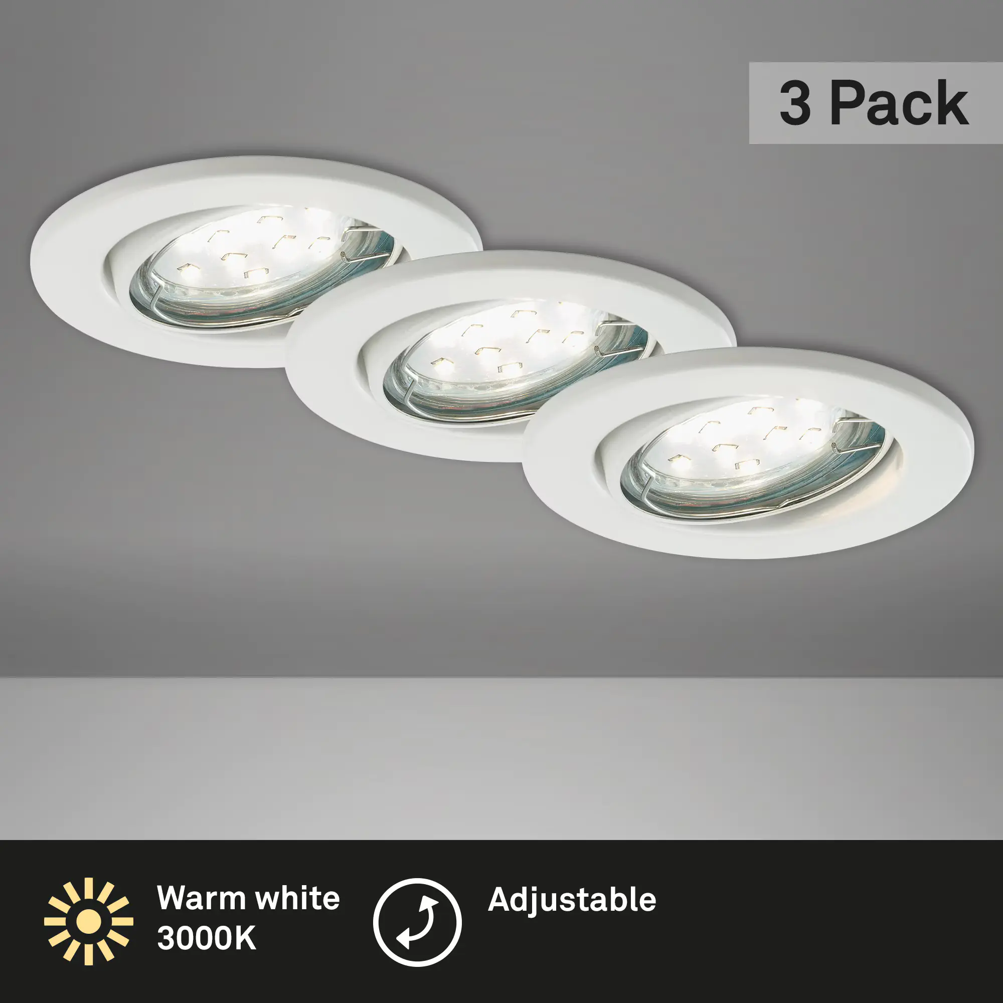 Briloner LED-Einbauleuchten GU10 Set 3 flg 3 x 3W, 250lm weiss