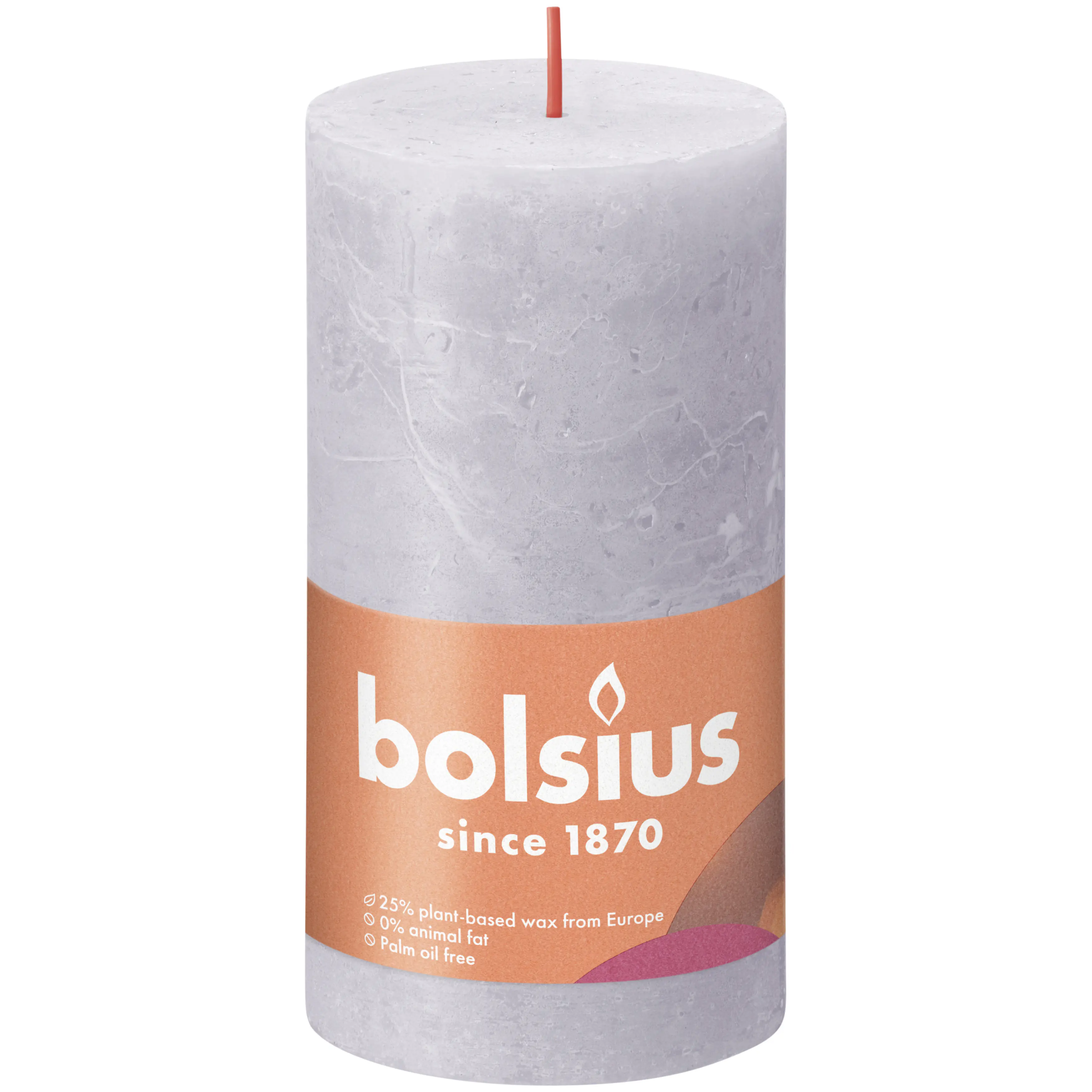 Bolsius Rustik Stumpenkerze gefrorener lavendel, Höhe: 13 cm, Ø 6,8 cm