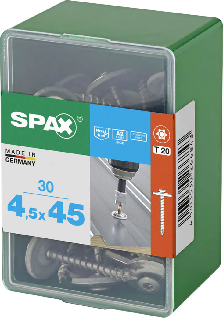Spax Spenglerschrauben 4,5 x 45 mm T20 Vollgewinde - 30 Stk. 