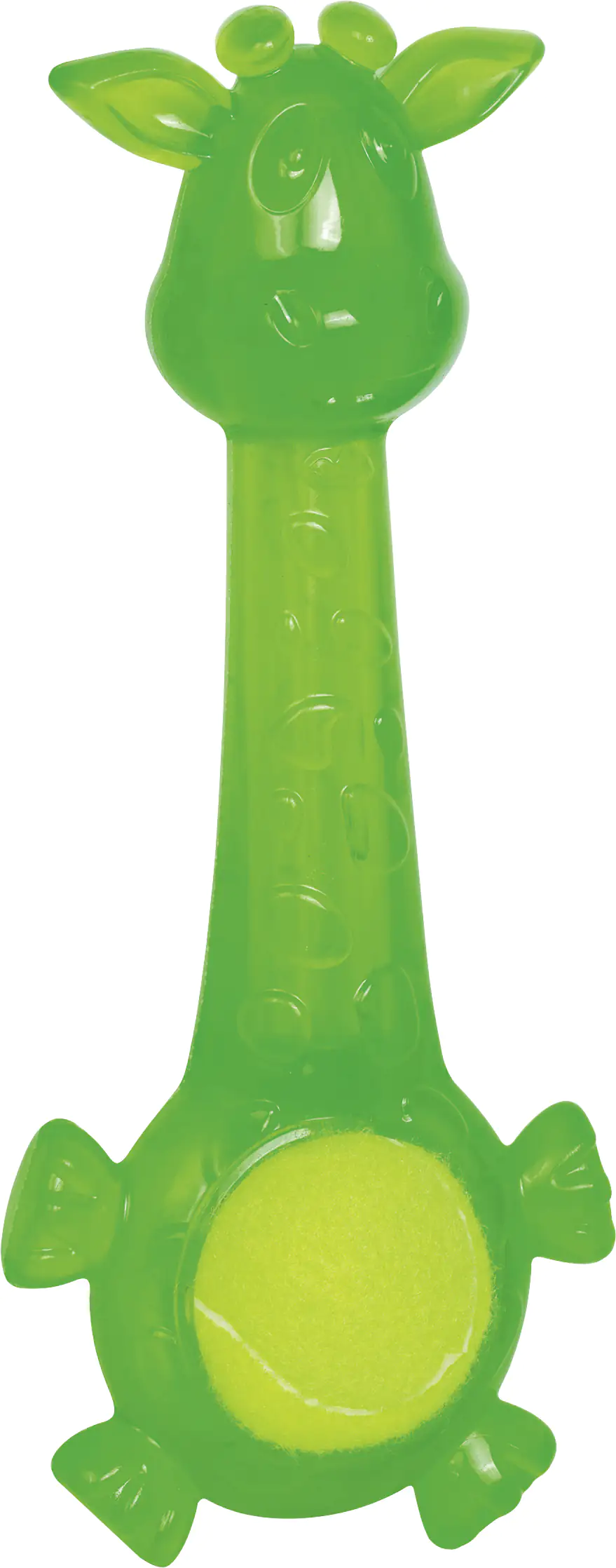 Nobby Hundespielzeug TPR Giraffe mit Tennisball grün 27 cm