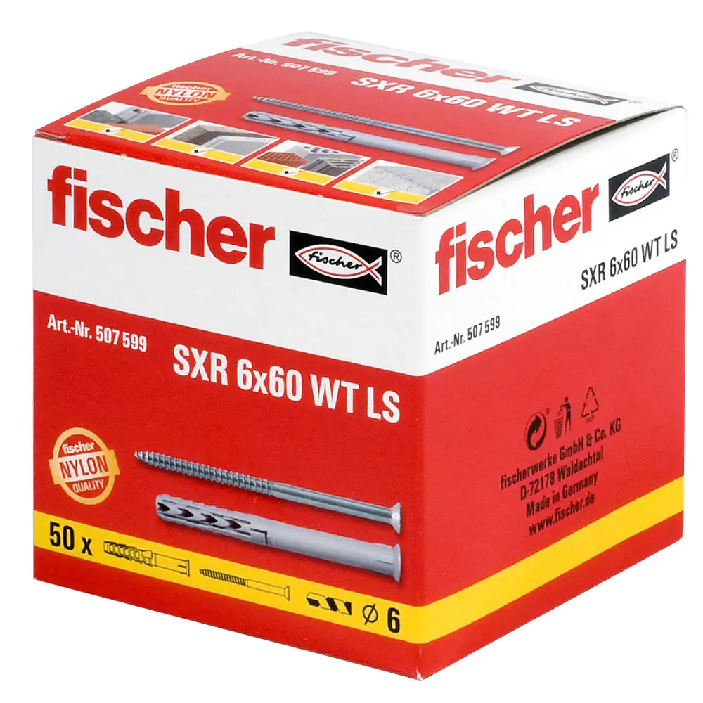 Fischer Langschaftdübel SXR 6.0 x 60 mm - 50 Stück Fischer Langschaftdübel SXR 6.0 x 60 mm - 50 Stück