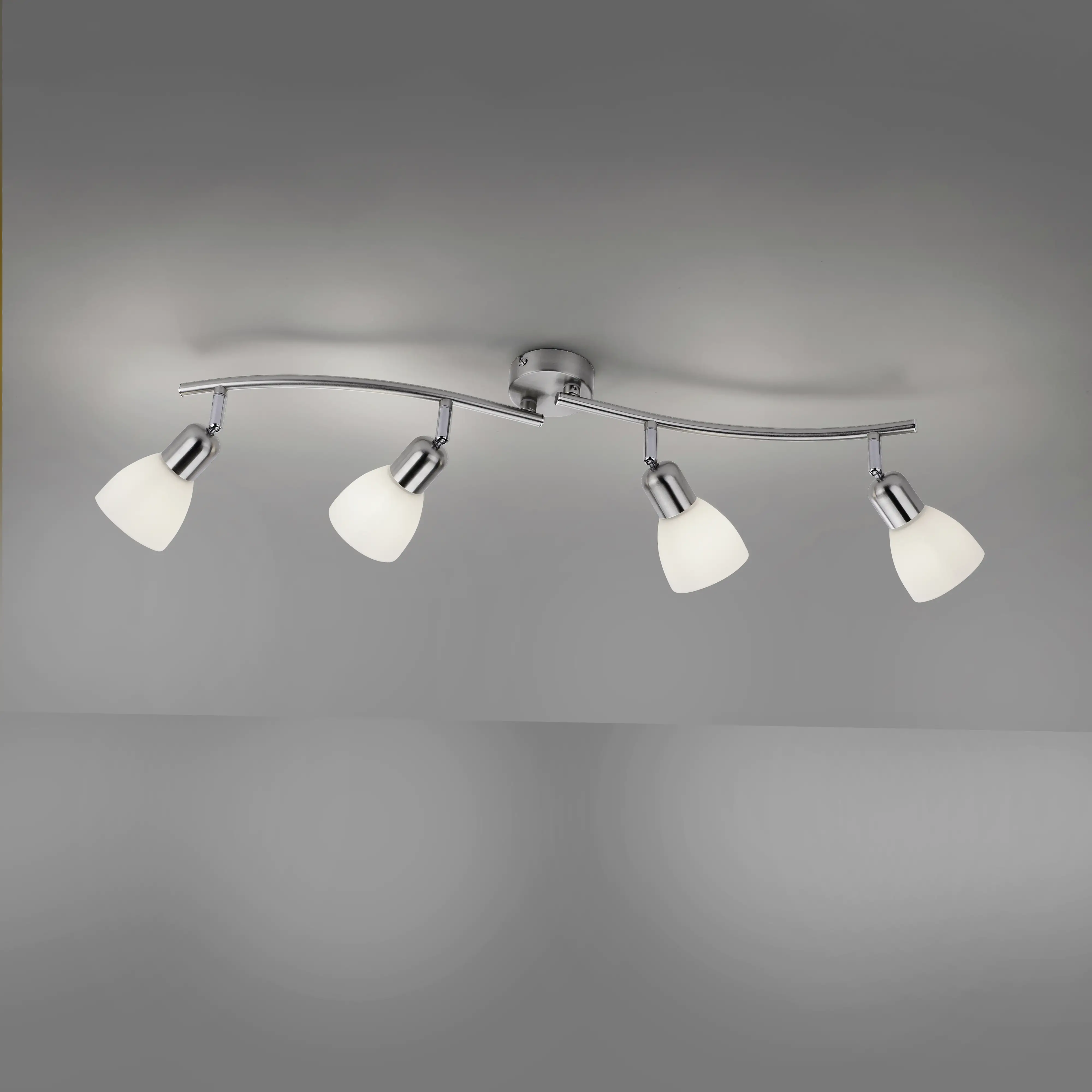 JustLight 4er Spot Karo stahl-weiß 87 x 22 cm E14, max. 40 W