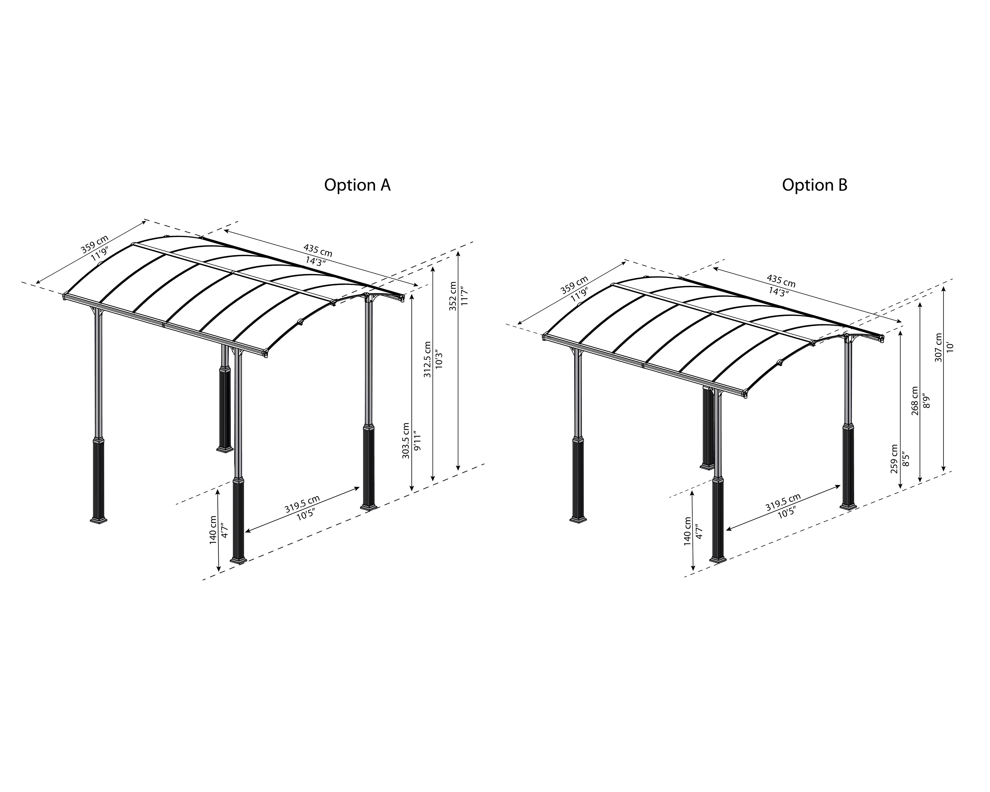 Canopia Carport Alpine 4300  Grau Alu 435 x 359  cm