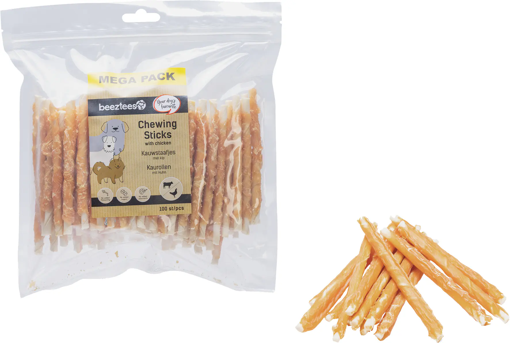 Beeztees Hundeleckerli Chewing Sticks Kausticks Huhn 100 Stück