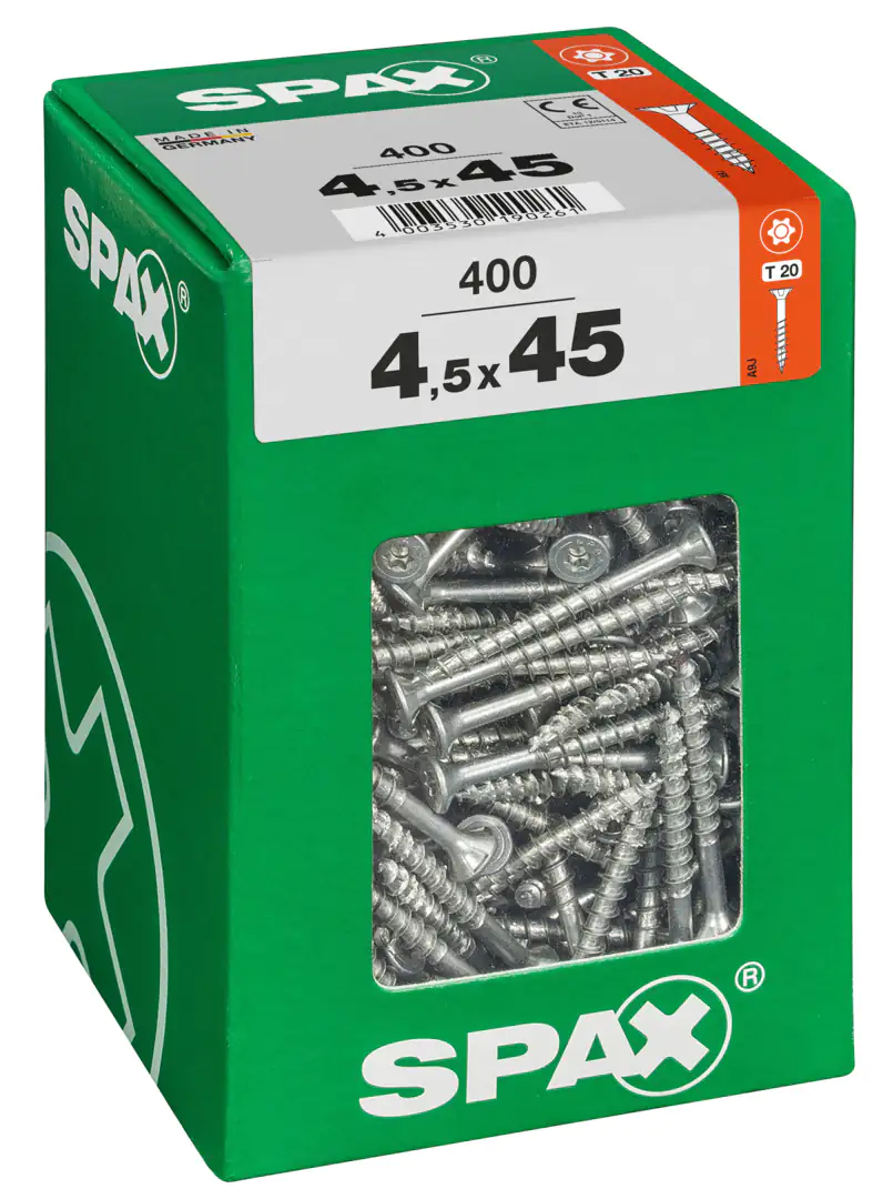 Spax Universalschrauben 4.5 x 45 mm TX 20 - 400 Stk. Spax Universalschrauben 4.5 x 45 mm TX 20 - 400 Stk.
