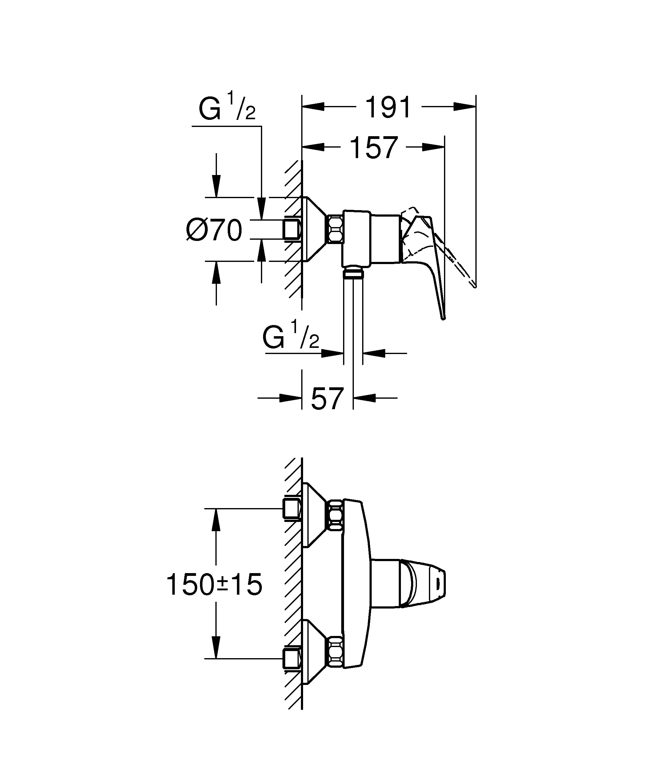 Grohe Start Flow Brausearmatur verchromt, mit variabel einstellbarer Mengenbegrenzung Grohe Start Flow Brausearmatur verchromt, mit variabel einstellbarer Mengenbegrenzung