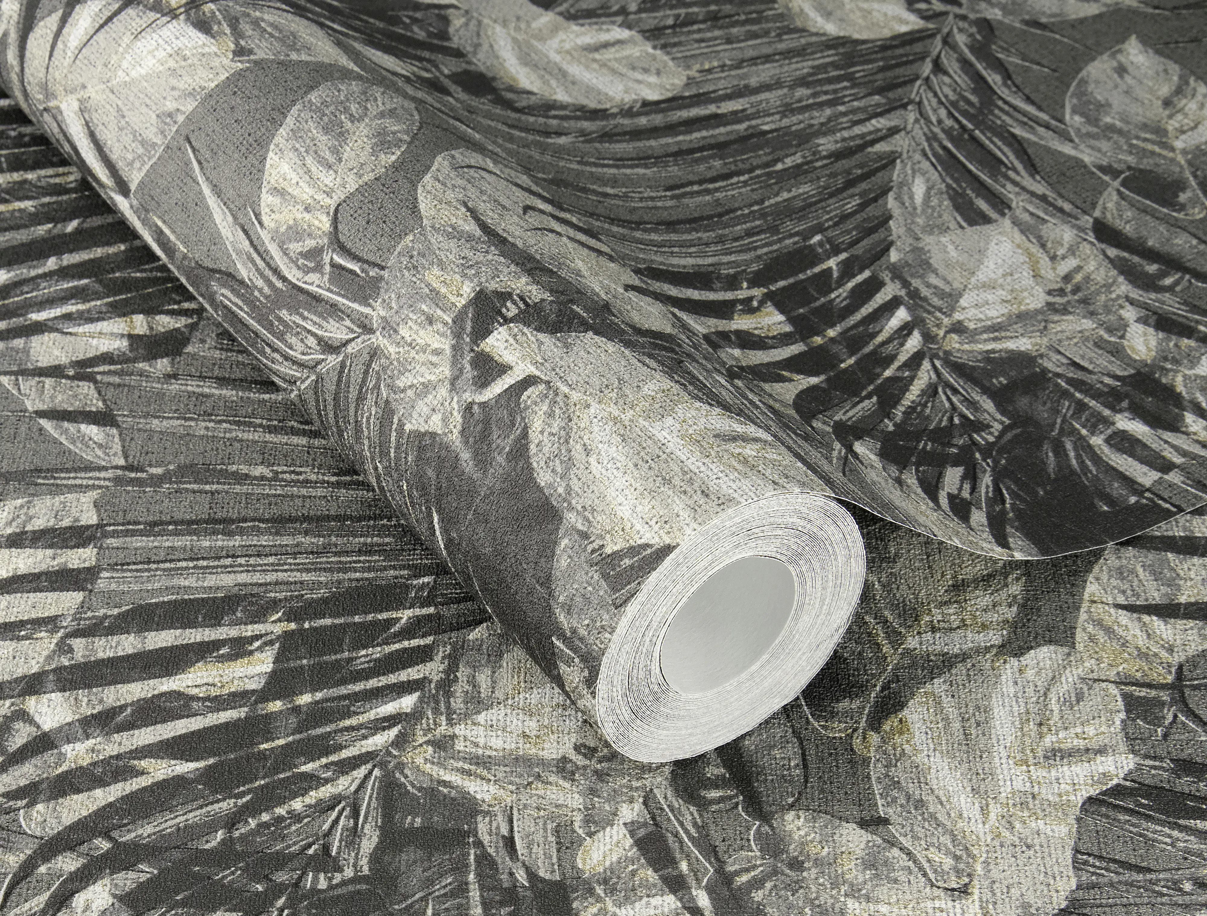 Rasch Vliestapete Schöner Wohnen antrahzit mit Blattmuster