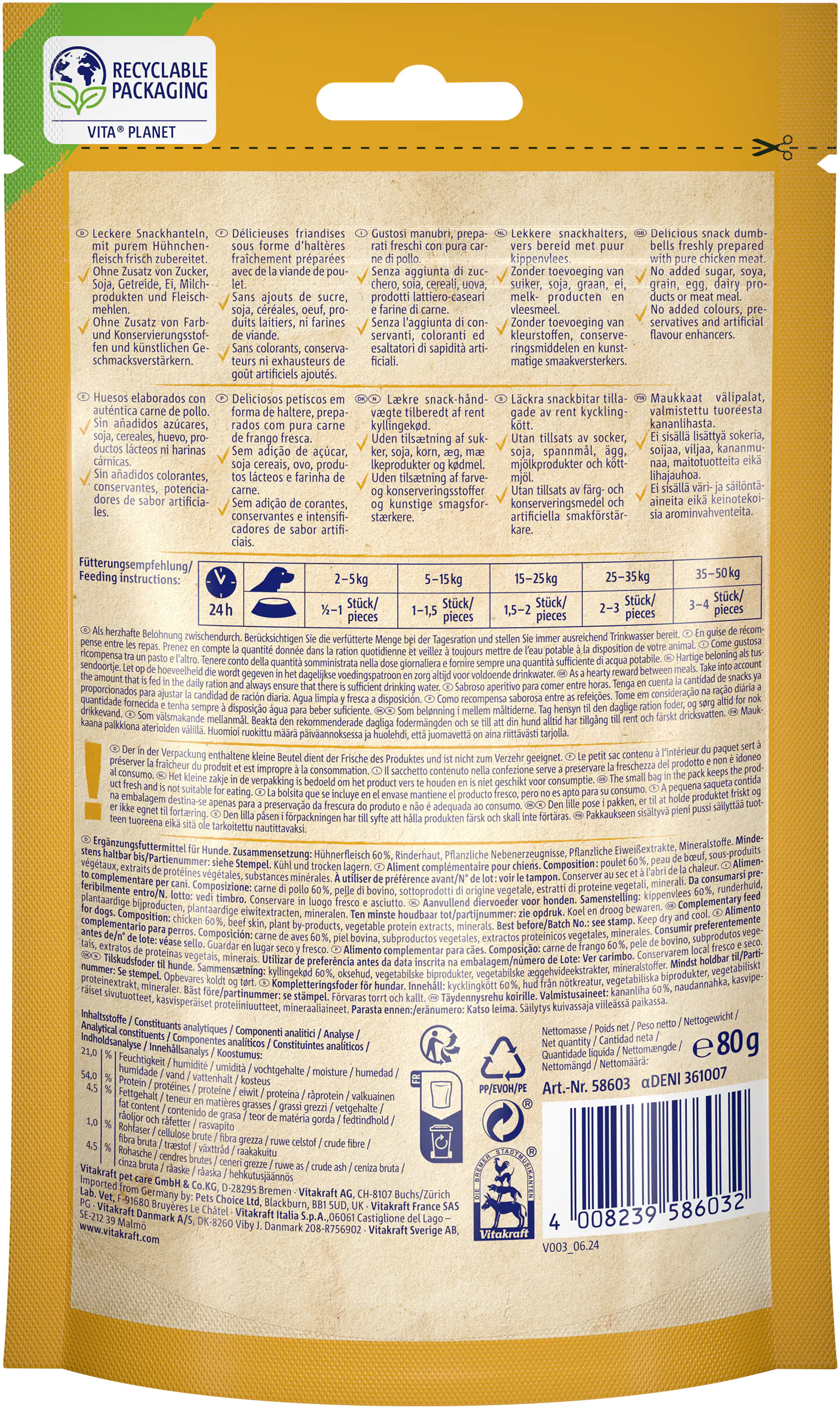 Vitakraft CHICKEN Hühnchenhanteln 80 g Vitakraft CHICKEN Hühnchenhanteln 80 g