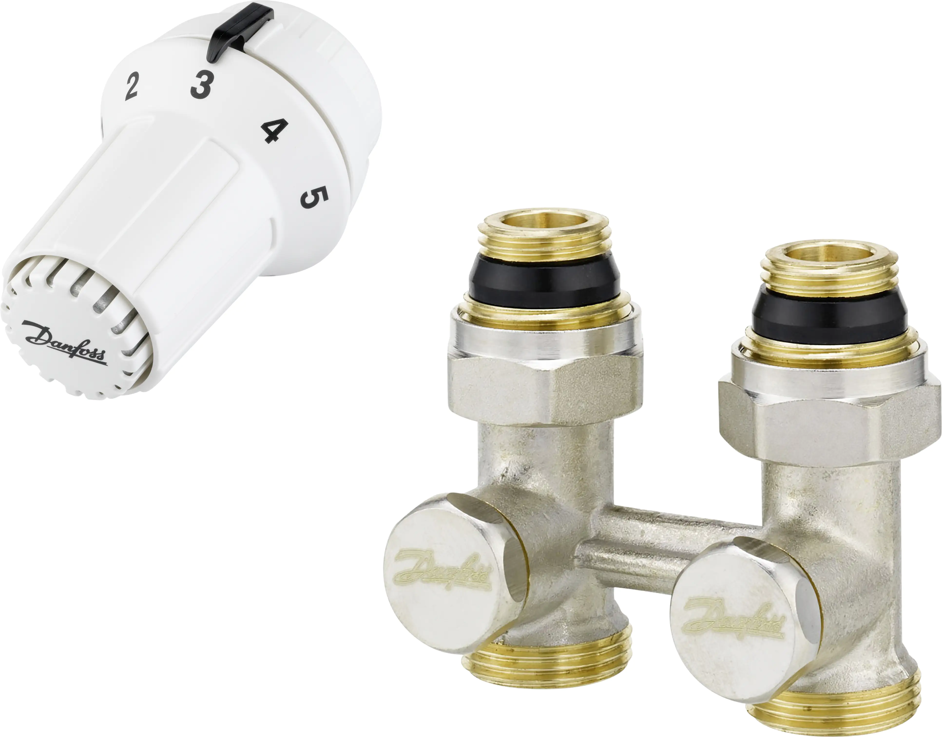 Danfoss Hahnblock Themostat-Set RAS-C + RLV-KS 1/2" Durchgang