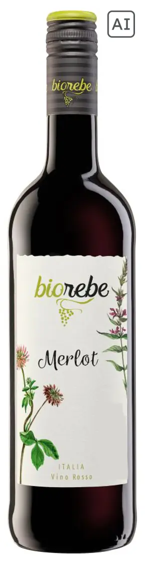 Biorebe Rotwein Merlot trocken Italien 1 x 0,75 L bio/vegan