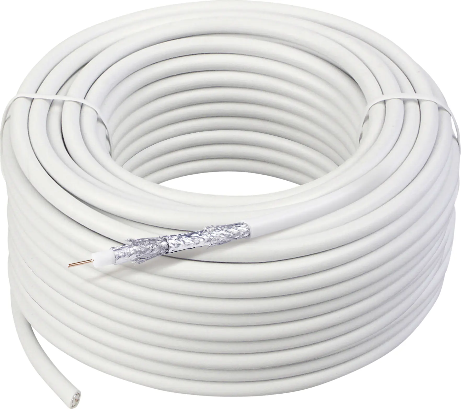 Schwaiger Koaxialkabel KOX11550 052 (115dB) weiß, 50,0m, 4-fach geschirmt, ohne F Stecker