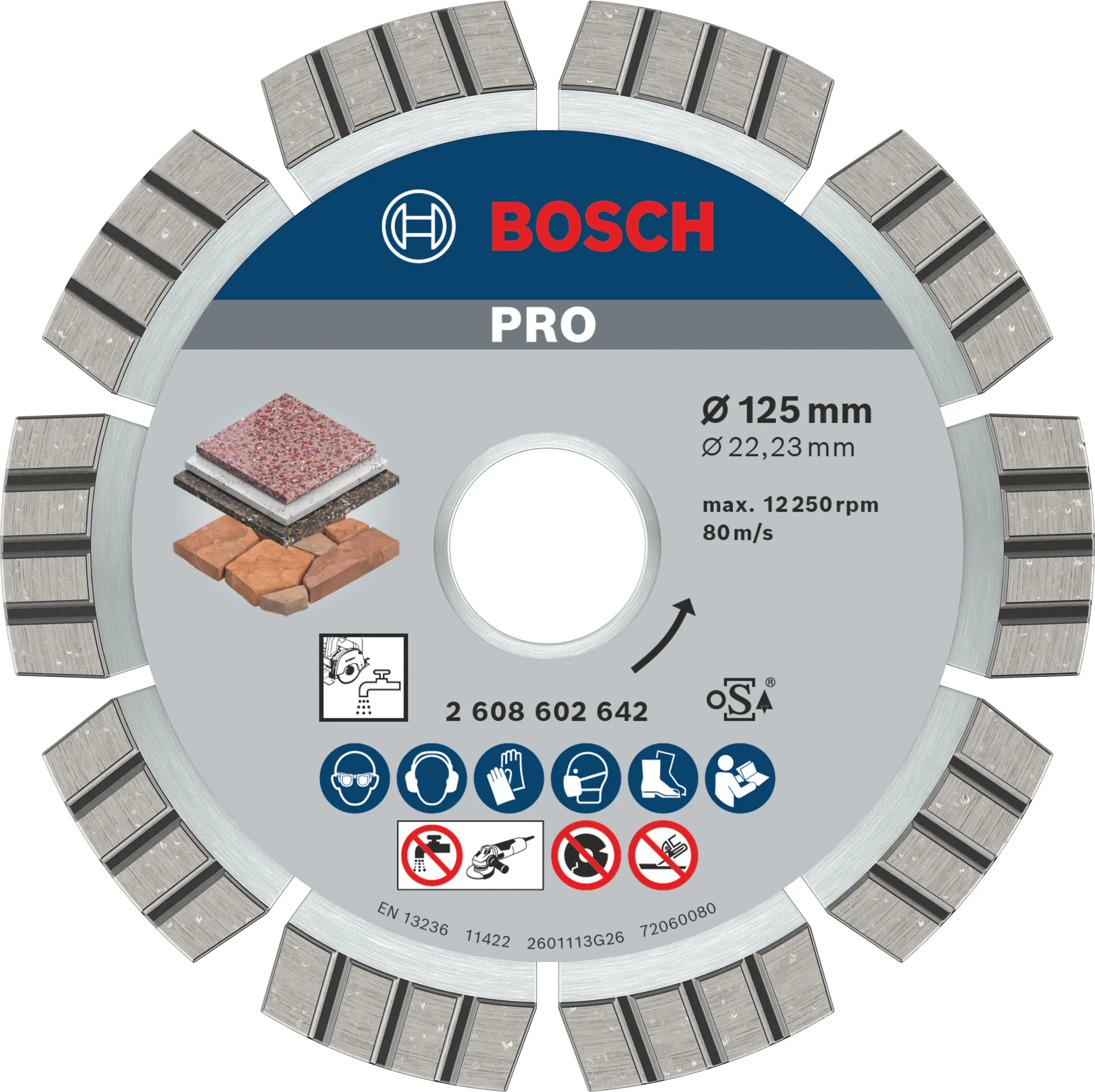 Bosch PRO Multi Material Diamanttrennscheibe, 125 x 22,23 x 2,2  mm Bosch PRO Multi Material Diamanttrennscheibe, 125 x 22,23 x 2,2  mm
