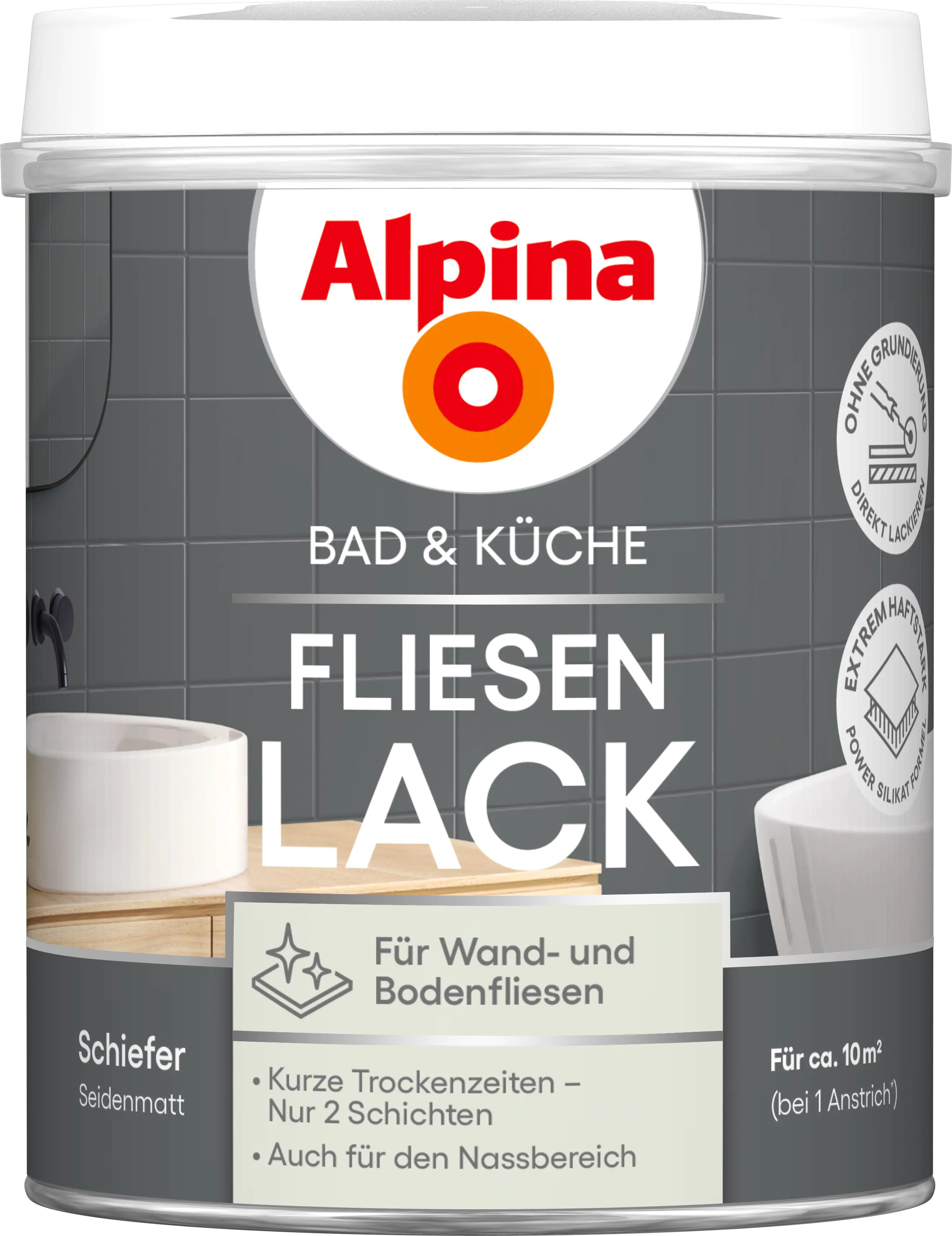 Alpina Fliesenlack Bad & Küche 2K Schiefer 750 ml Alpina Fliesenlack Bad & Küche 2K Schiefer 750 ml