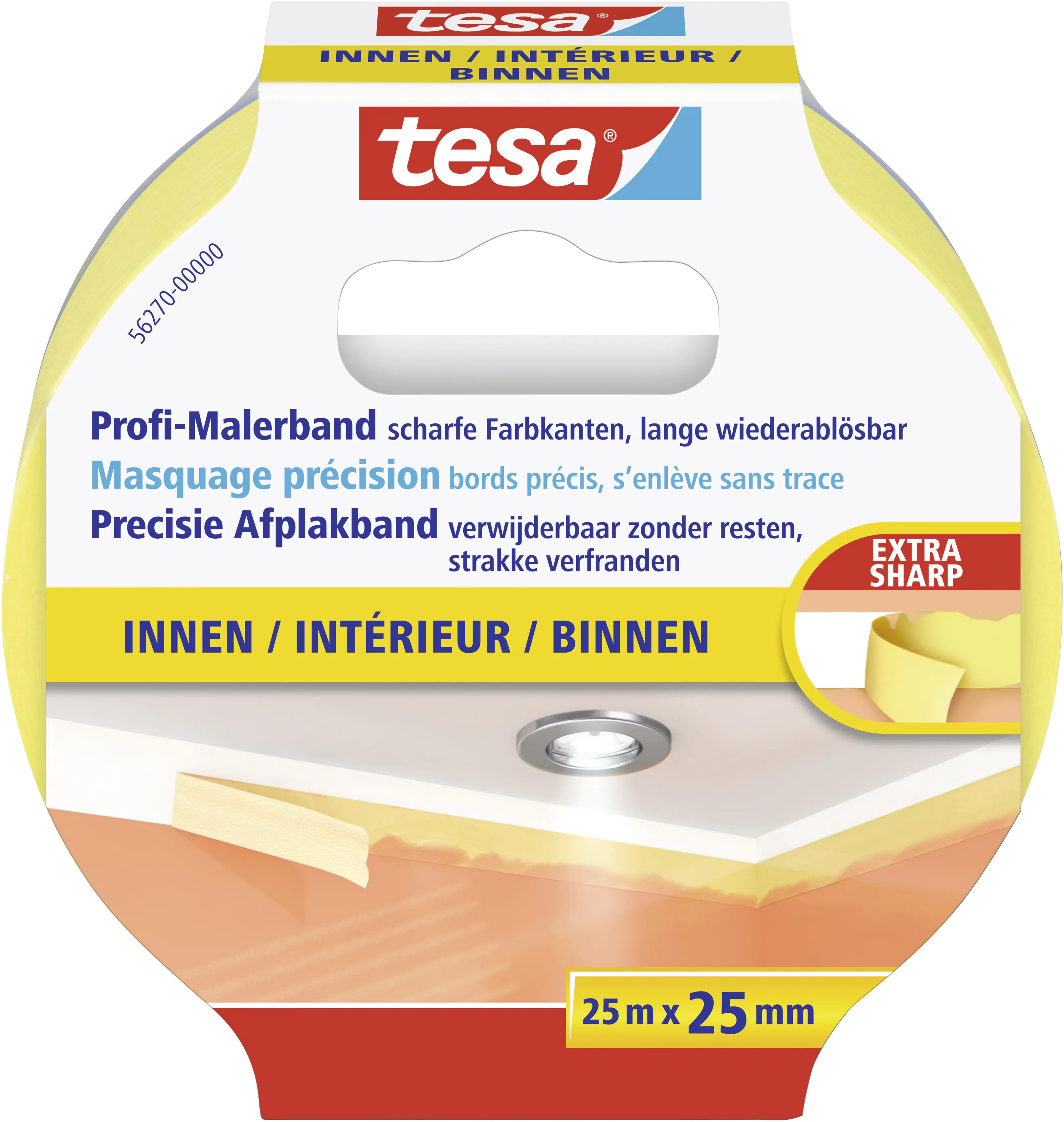 tesa Profi-Malerband Innen 25 m x 25 mm, gelb tesa Profi-Malerband Innen 25 m x 25 mm, gelb