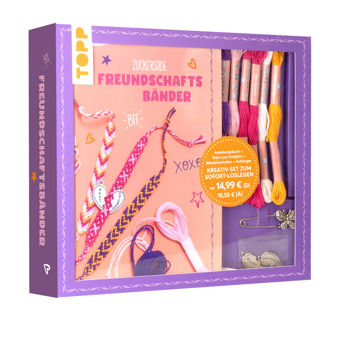 Bastelbuch Kreativ-Set Freundschaftsbänder mit Anleitungsbuch und Material
