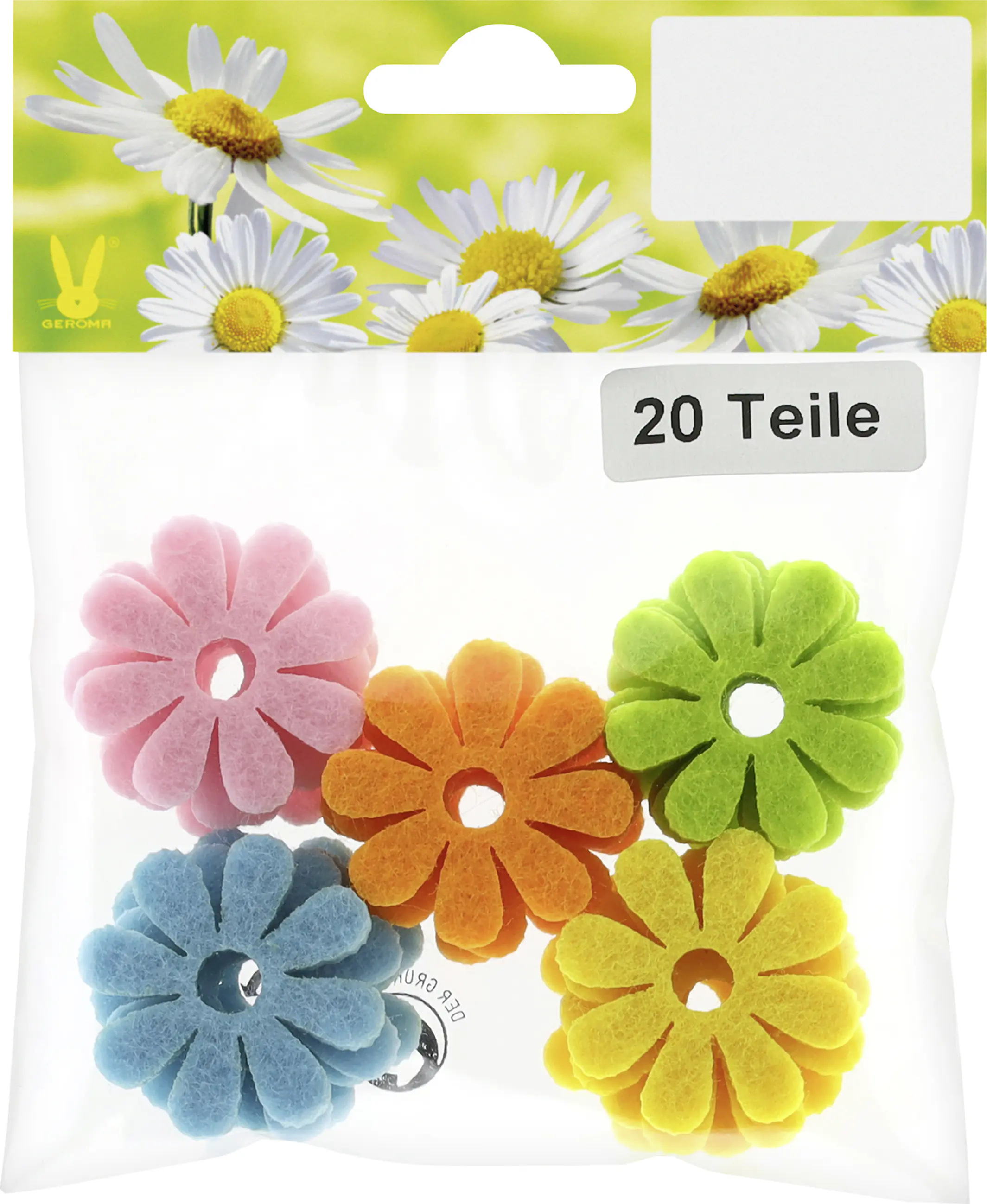 Streudeko Blumen Filz Ø 3 cm 20 Stück bunt