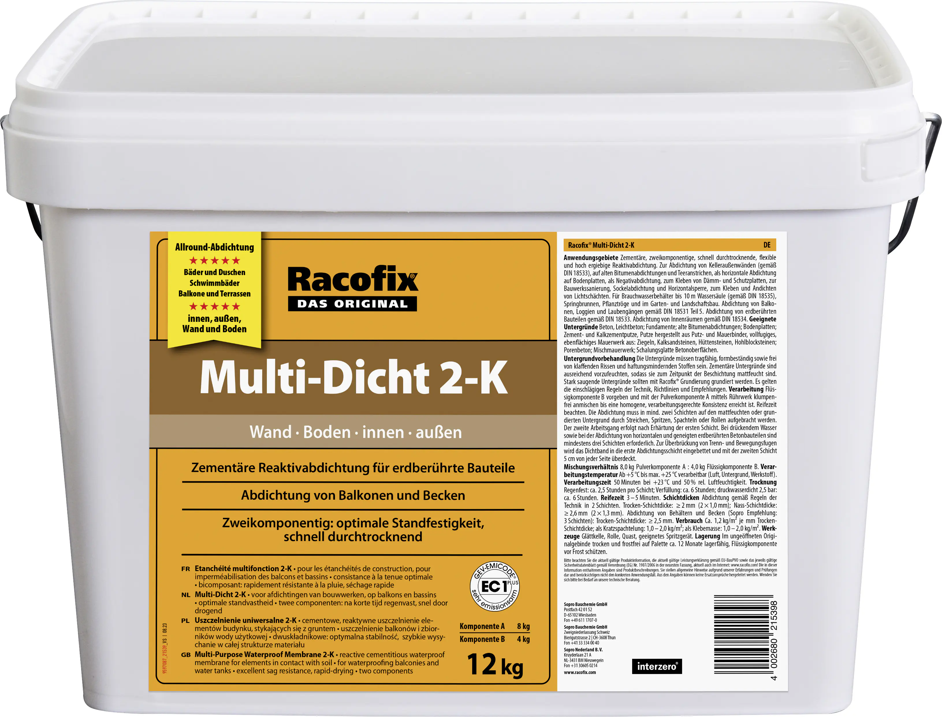  Racofix Multi-Dicht 2-K Imprägnierung grau 12 kg 