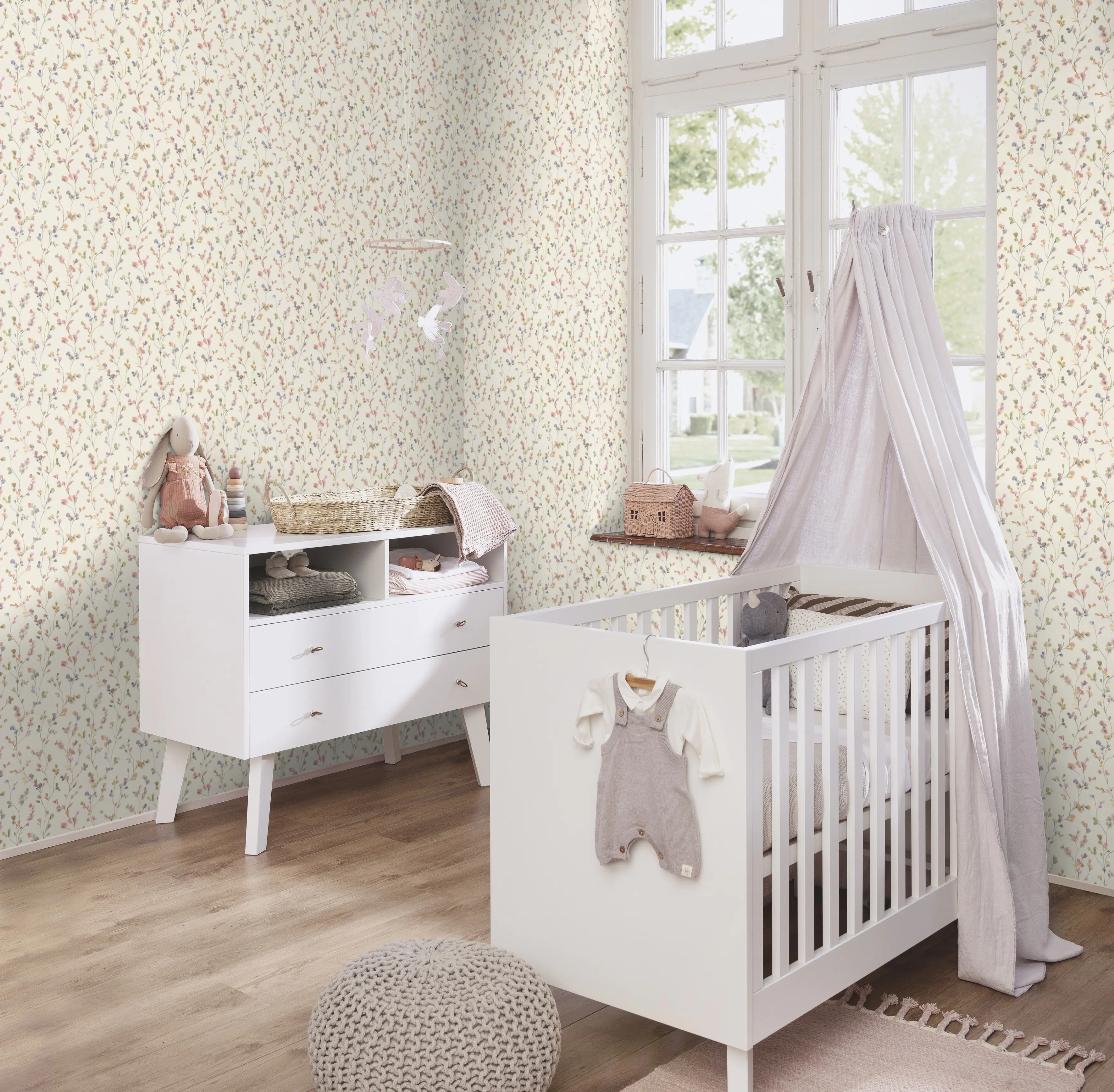 Rasch Vliestapete Muster Blümchen hellrosa 10,05 x 0,53 m