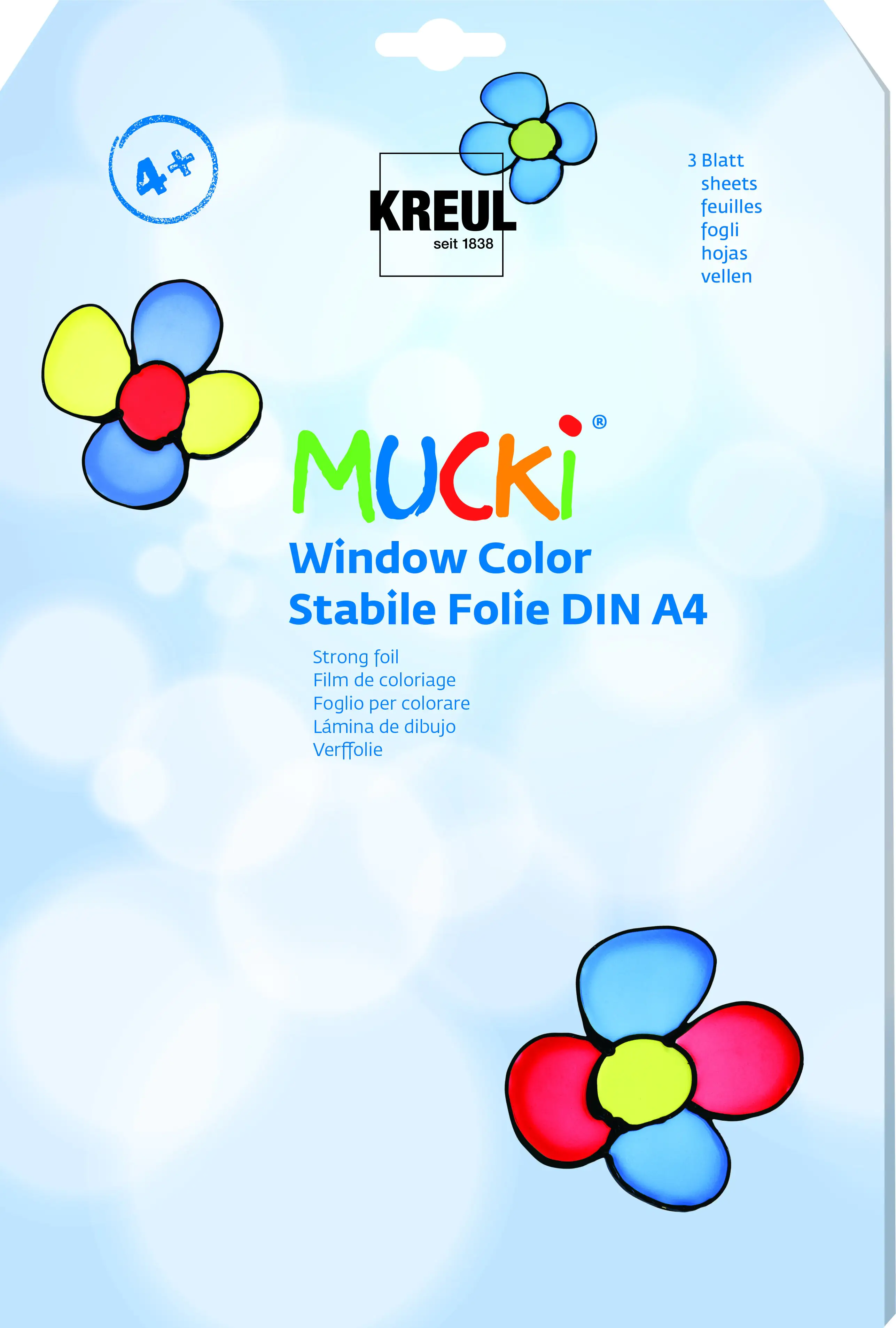 Kreul Mucki Window Color Stabile Folie 3 Blatt DIN A4 Kreul Mucki Window Color Stabile Folie 3 Blatt DIN A4