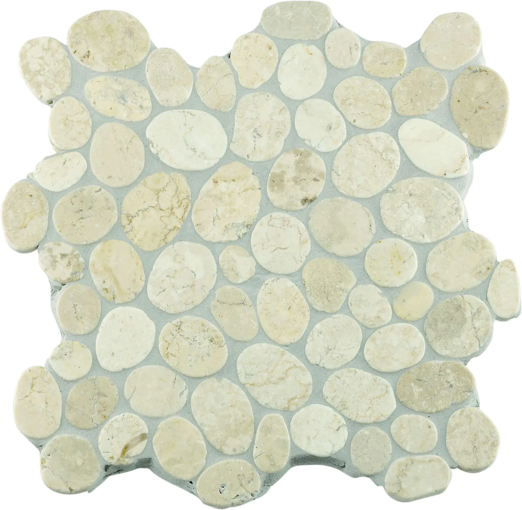 Mosaikfliese Marmor Kiesel 30 x 30 cm cremeweiß