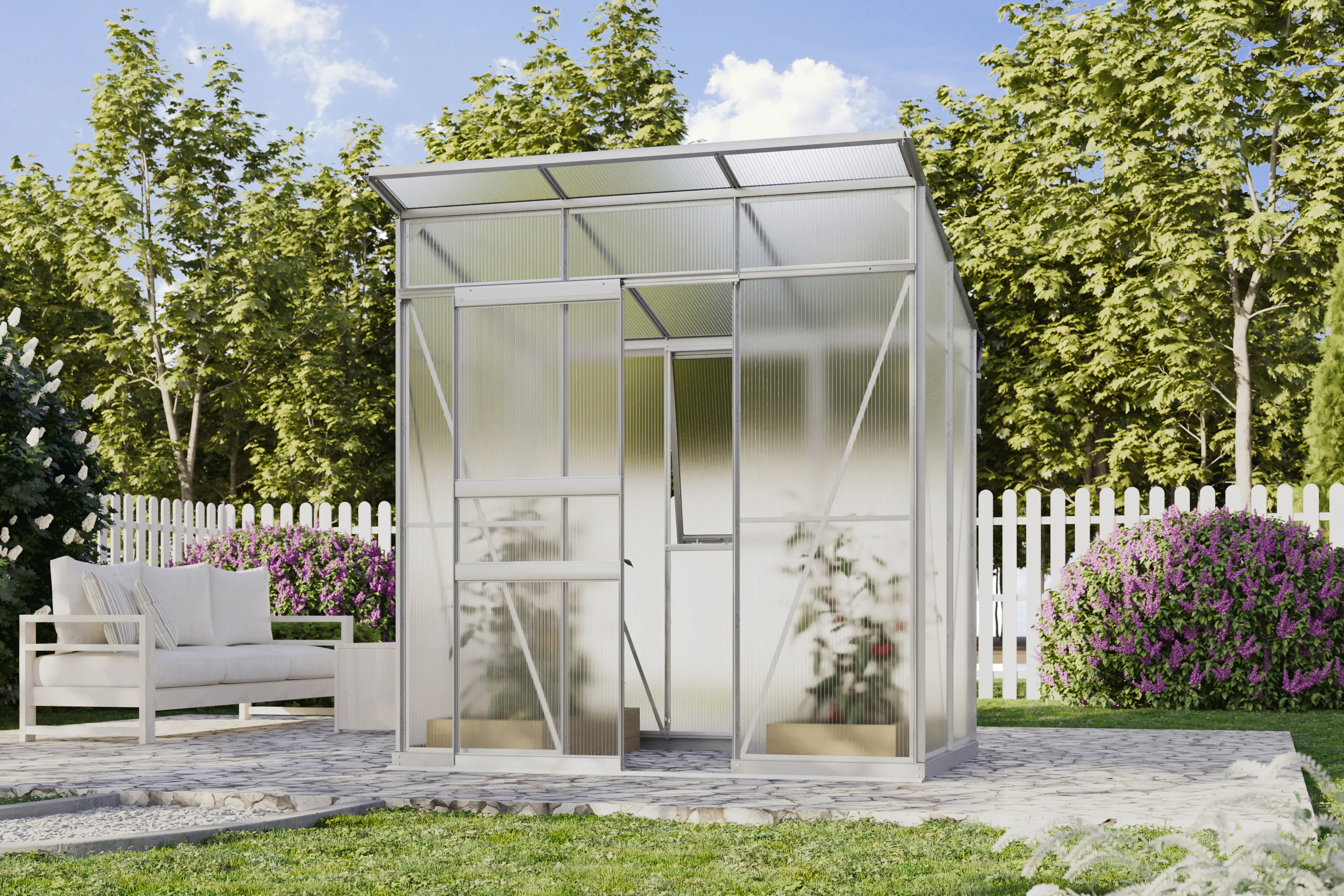 Vitavia Gewächshaus-Set Fokus 3250 HKP 6 mm alu 192 x 130 cm 