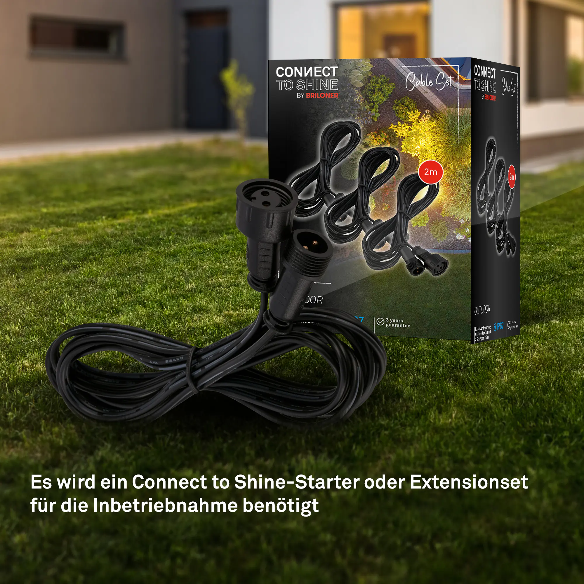 Briloner Verlängerung 3x2 m Connect to Shine 3er Set schwarz