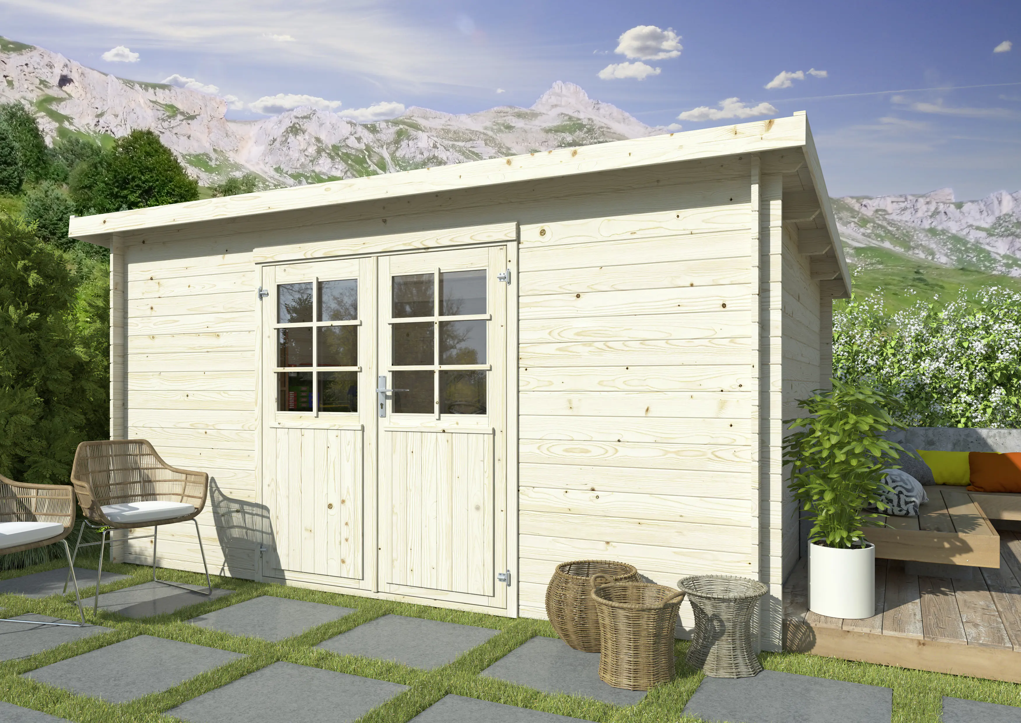 Palmako Gartenhaus Lila 2 390 x 276 cm naturbelassen