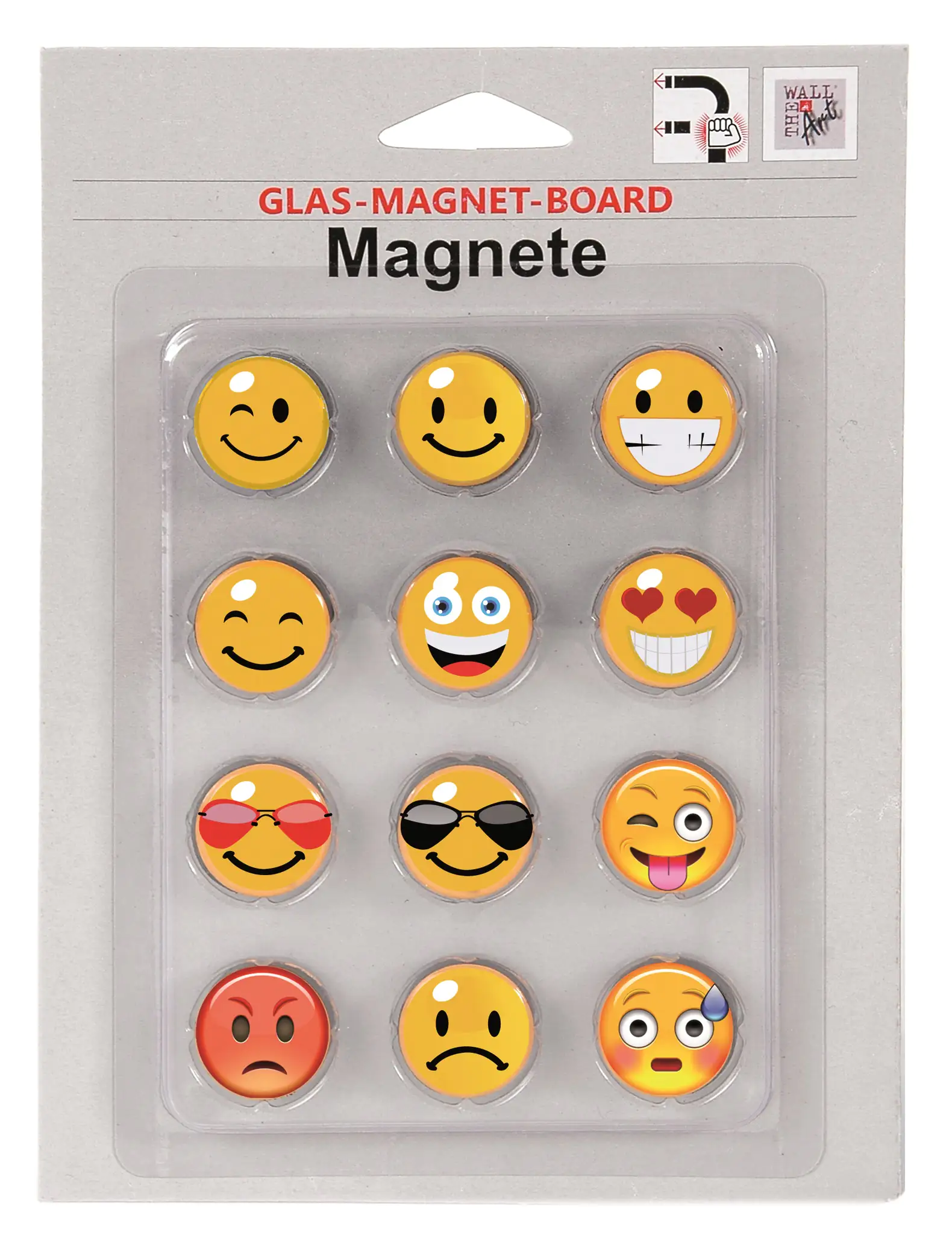 Magnetset 12-teilig - Smilie für Glas-Magnet-Board