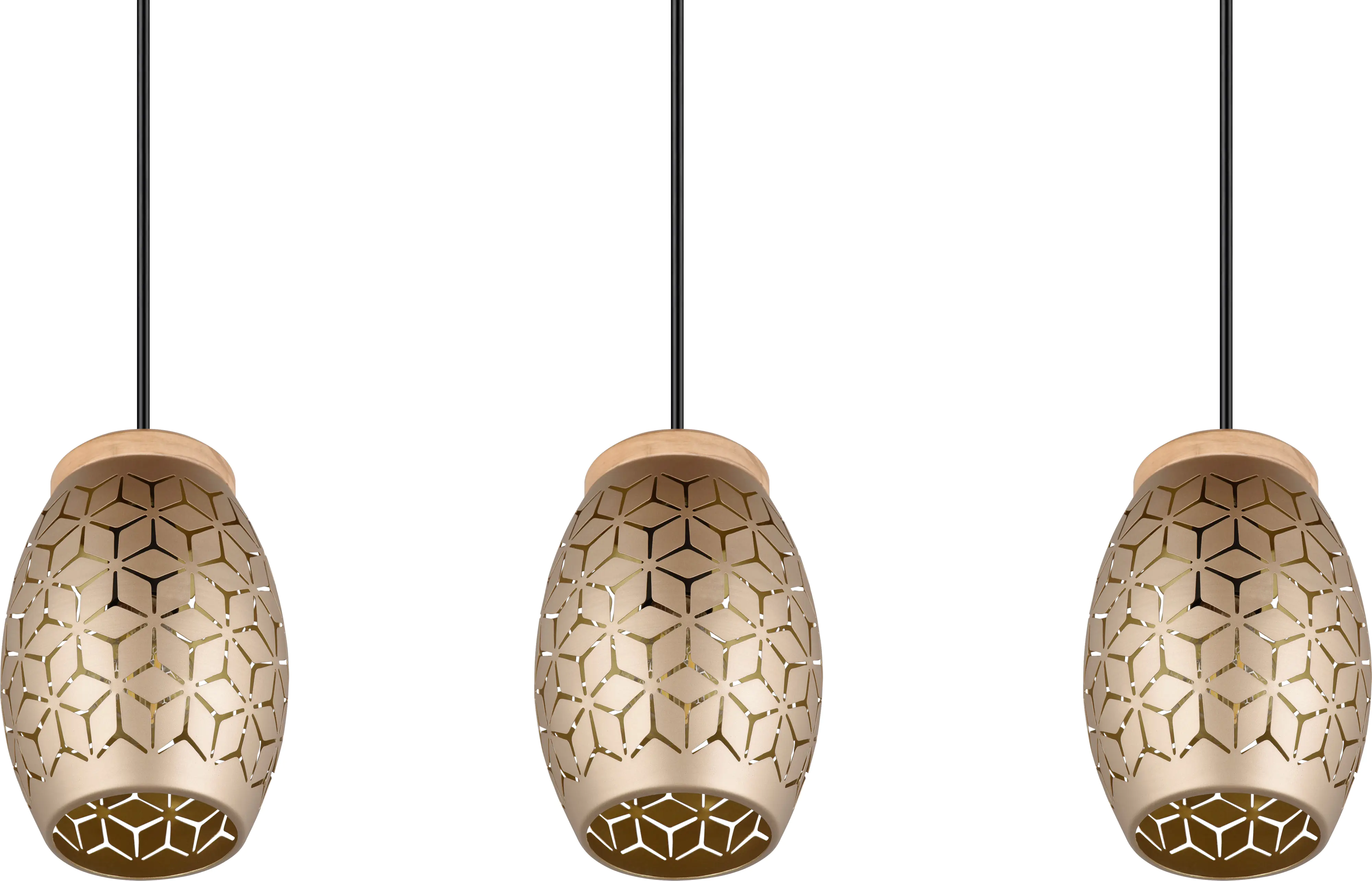 Trio Leuchten Pendelleuchte Bidar 3xE27, beige, Metall