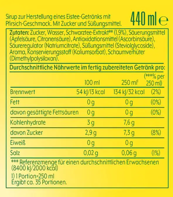Sodastream Sirup Lipton Pfirsich Ice Tea 440 ml