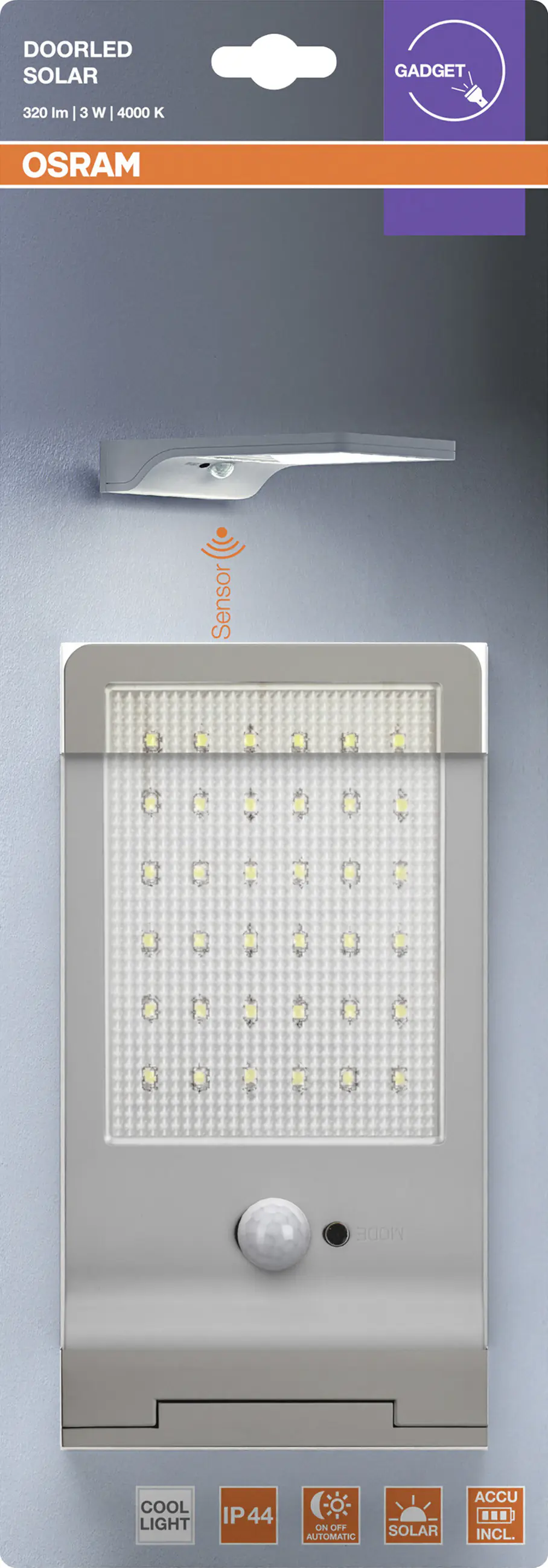 Osram LED-Außenleuchte Doorled Solar 19,2 cm kaltweiß silber