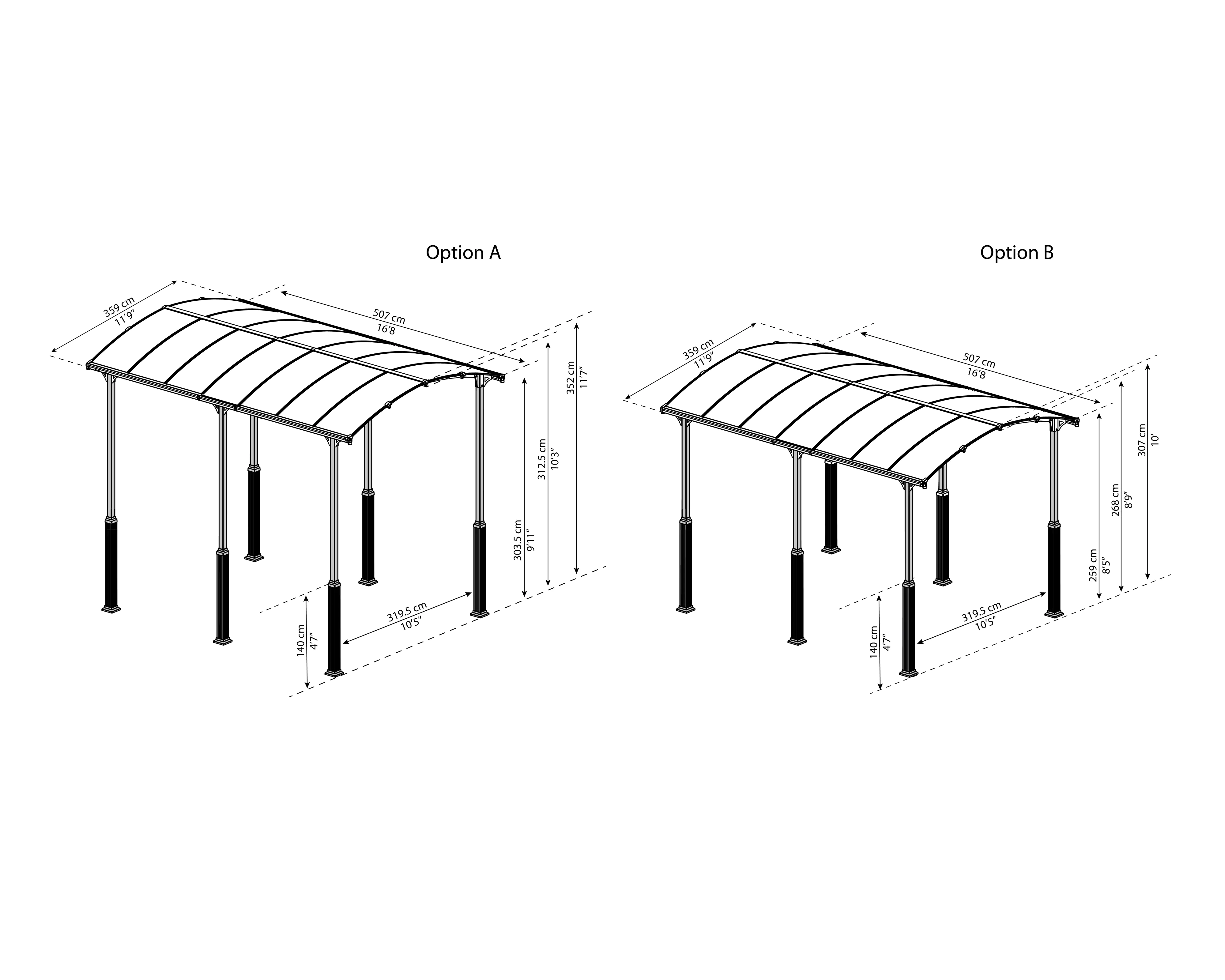 Canopia Carport Arcadia Alpine 5000 507 x 359 x 307 cm