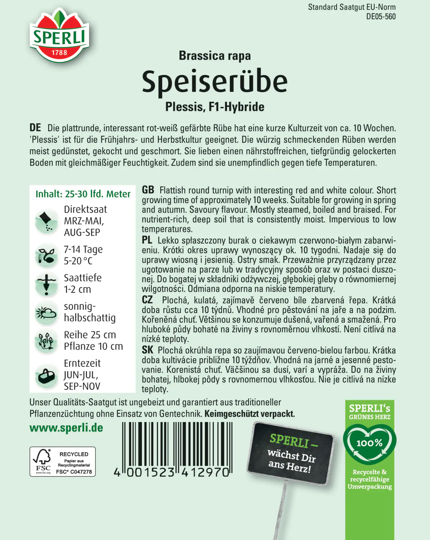 Sperli Speiserübe Plessis F1