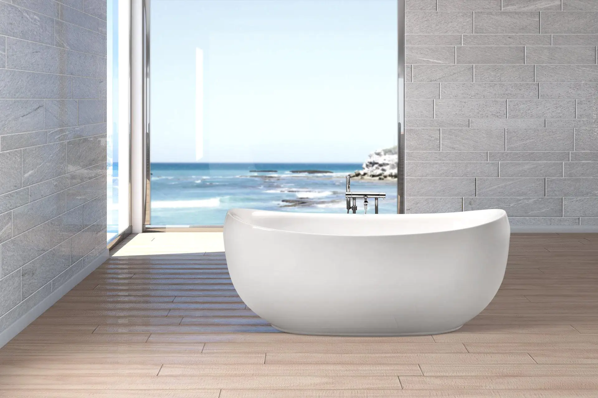 Ottofond Freistehende Badewanne Ventura 180,5 x 83,5 x 55 cm, weiß